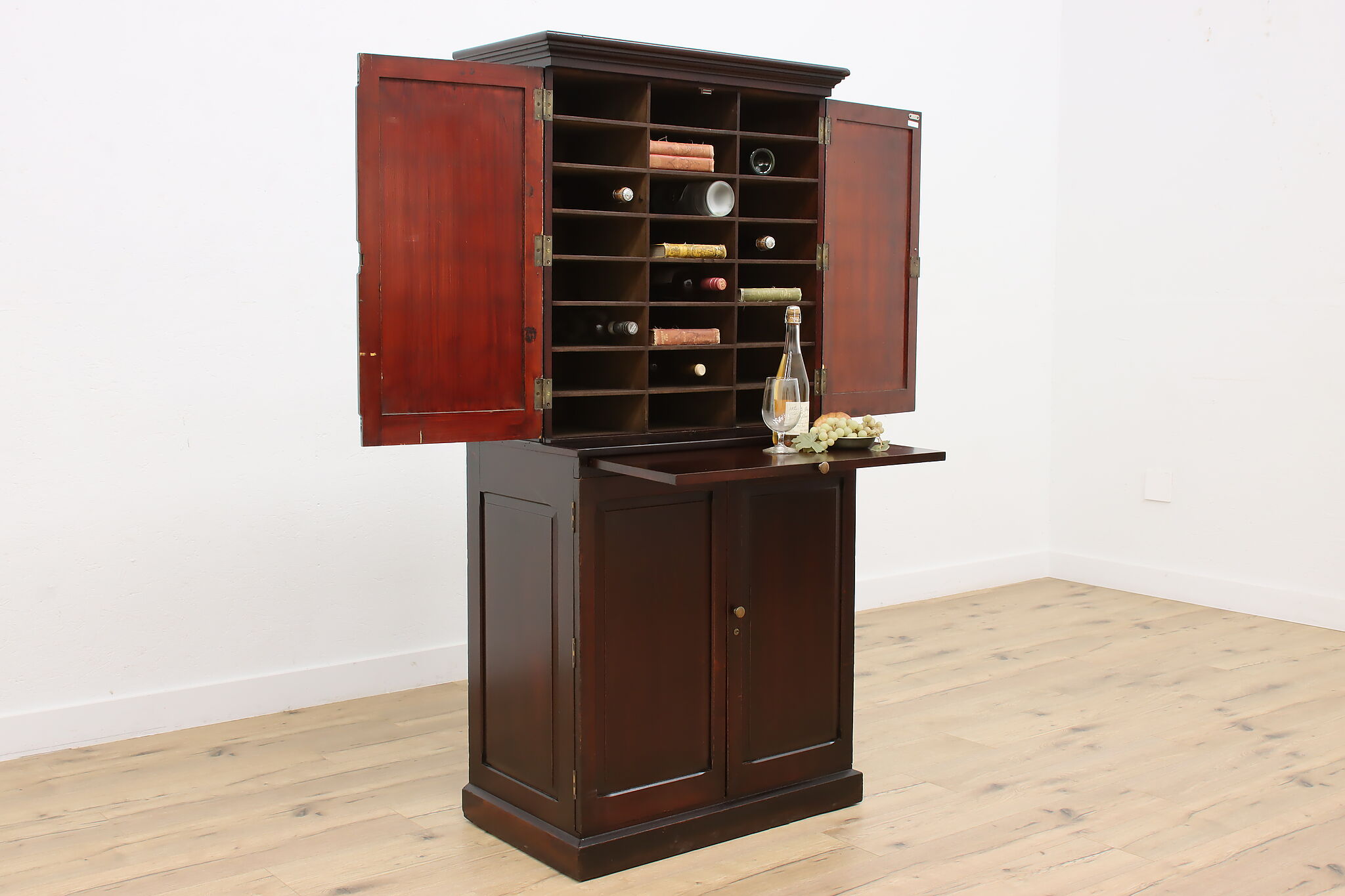 Oak Antique 24 Cubby Office Library File Collector Cabinet