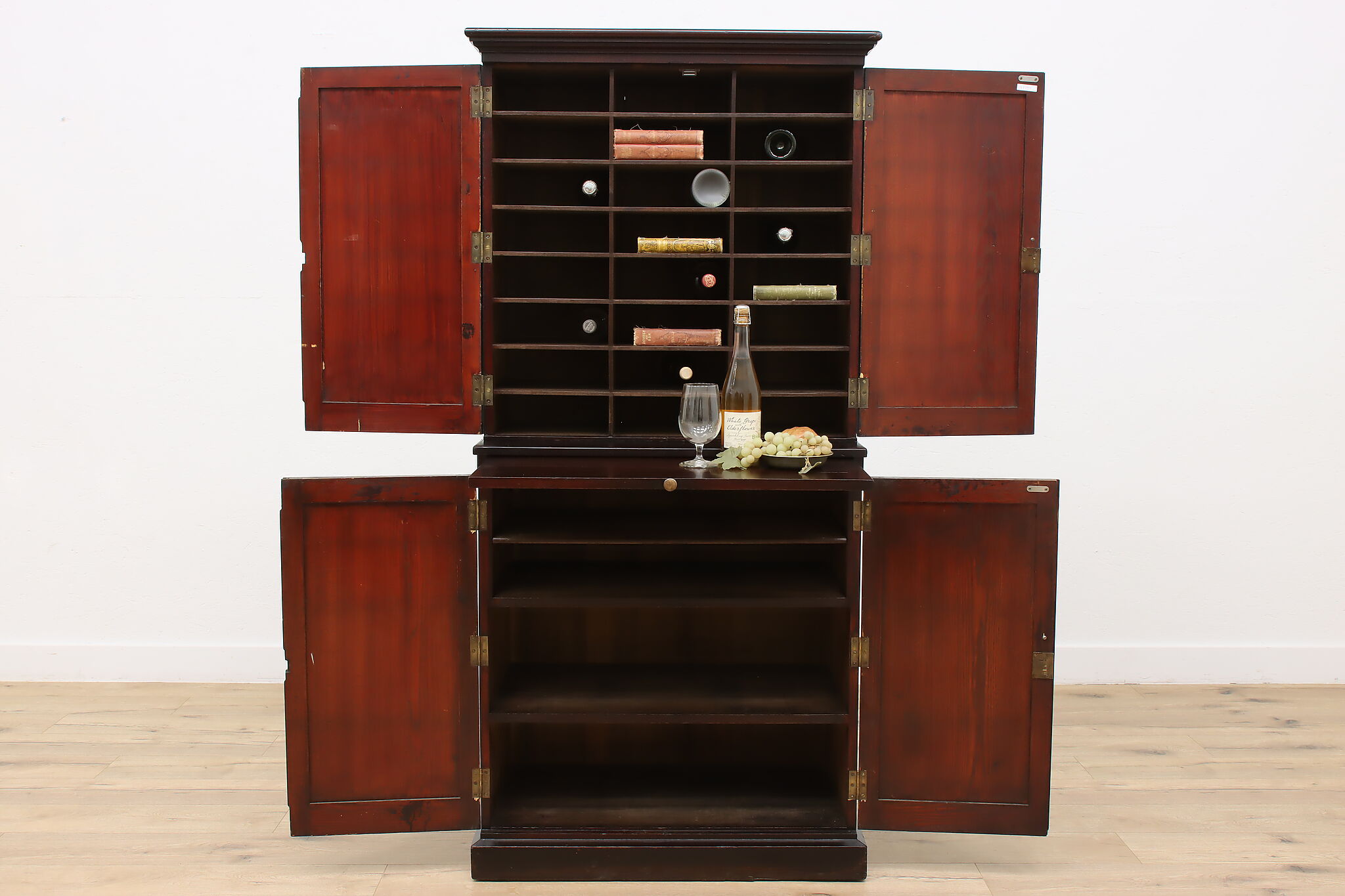 Oak Antique 24 Cubby Office Library File Collector Cabinet