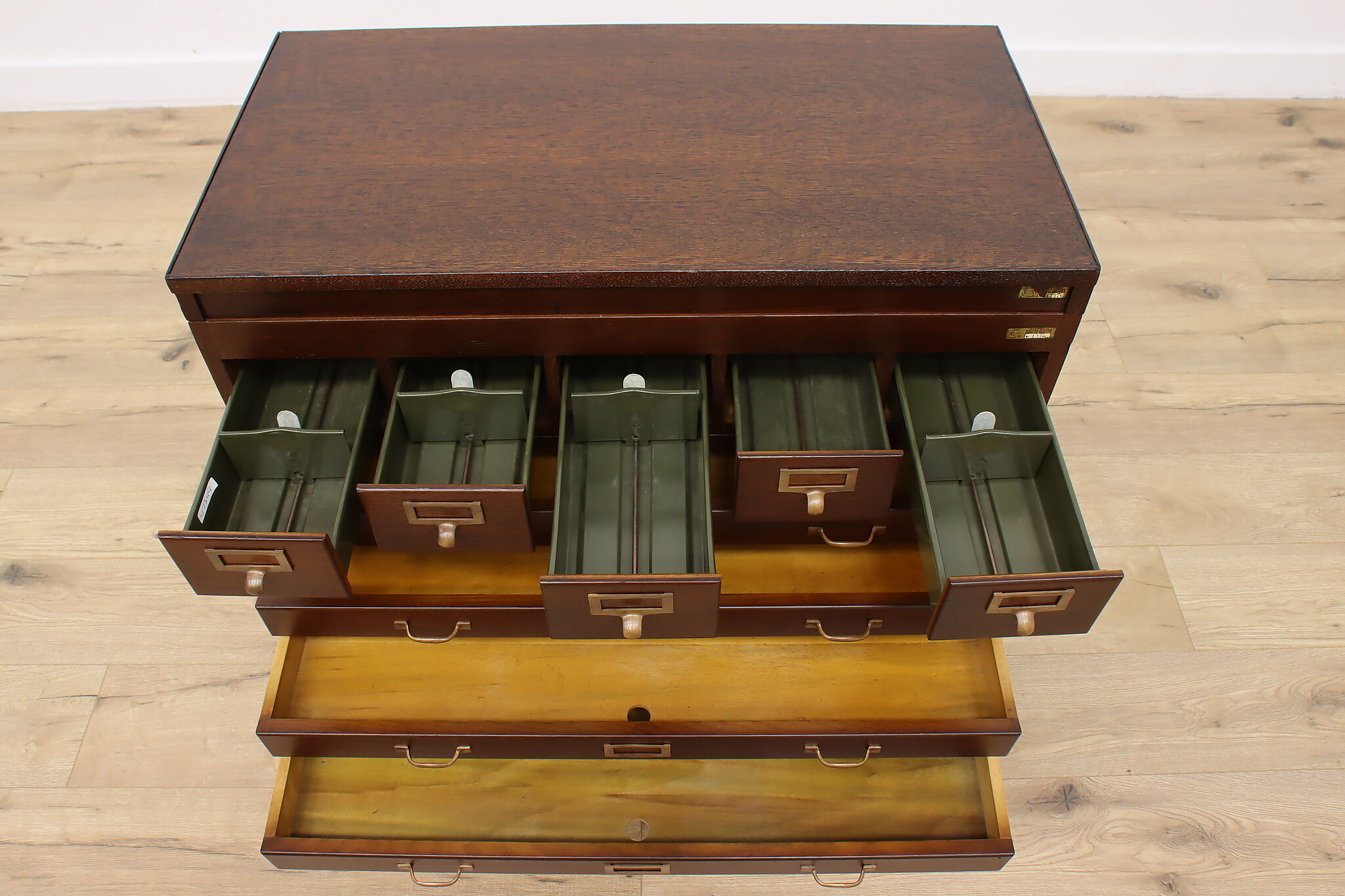 Arts & Crafts Antique 8 Drawer Stacking File Cabinet, Globe