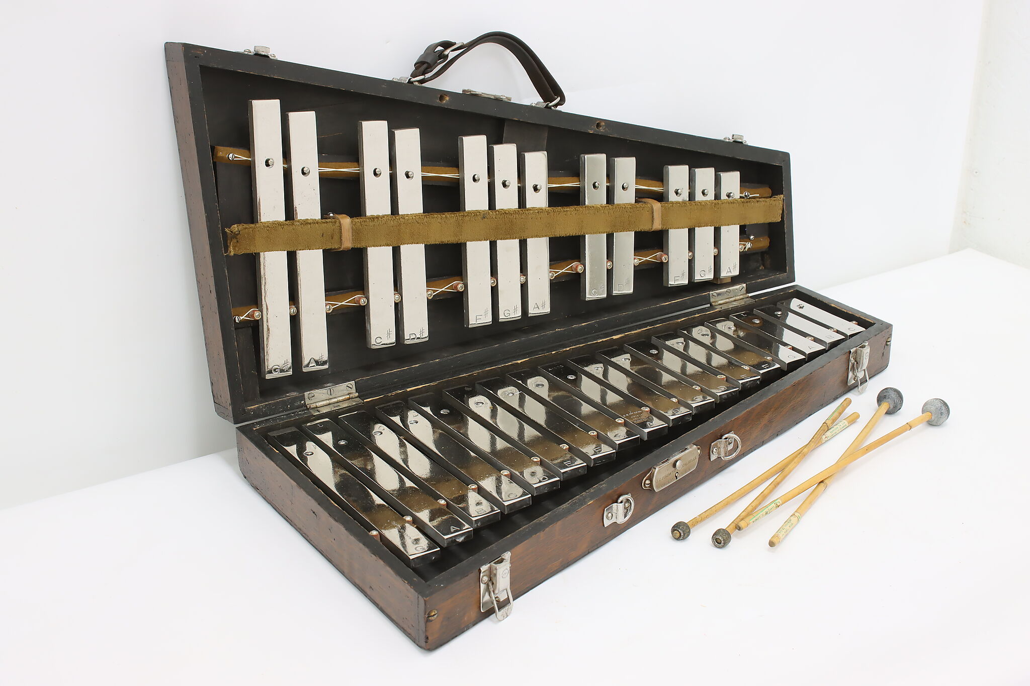 Glockenspiel Bells Musical Instrument Oak Case Deagan