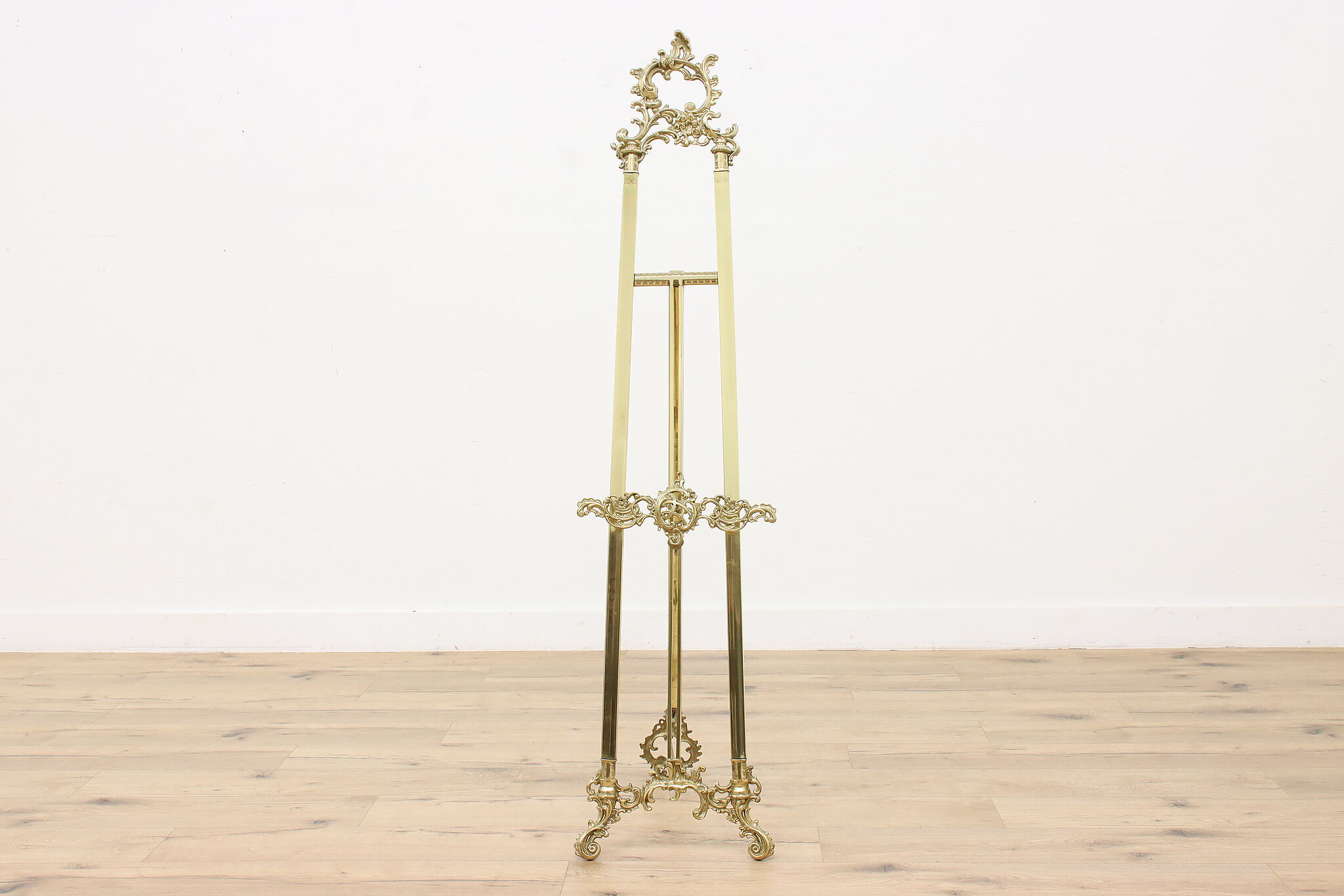 Large Brass Tabletop Easel for Display, Ornate Cast Brass, Art