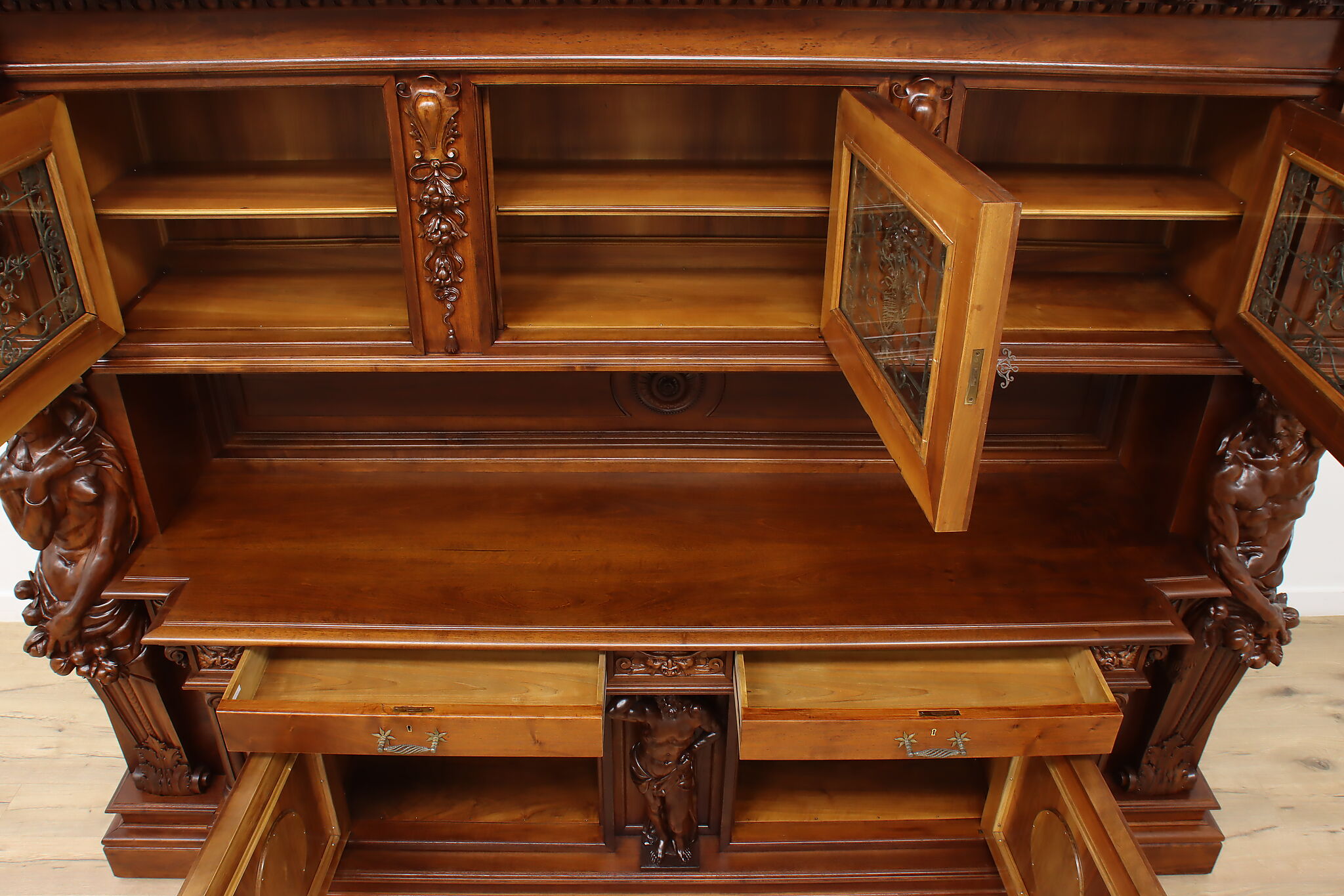 Italian Renaissance Bookcase Italian Renaissance Antique Bookcase Back Bar, Sculptures