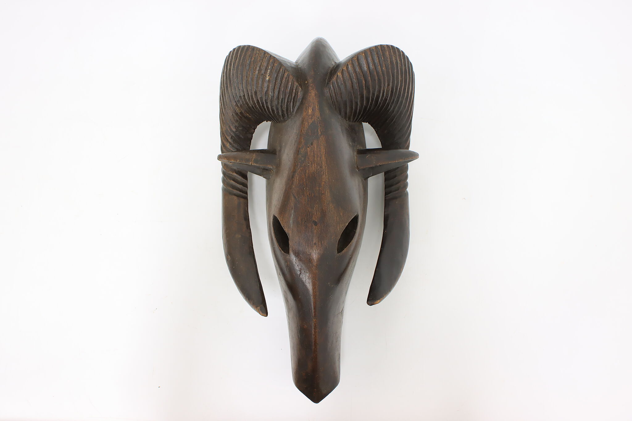 Vip Ram Mask Traditional African Folk Art Hand Carved Vintage Ram Mask