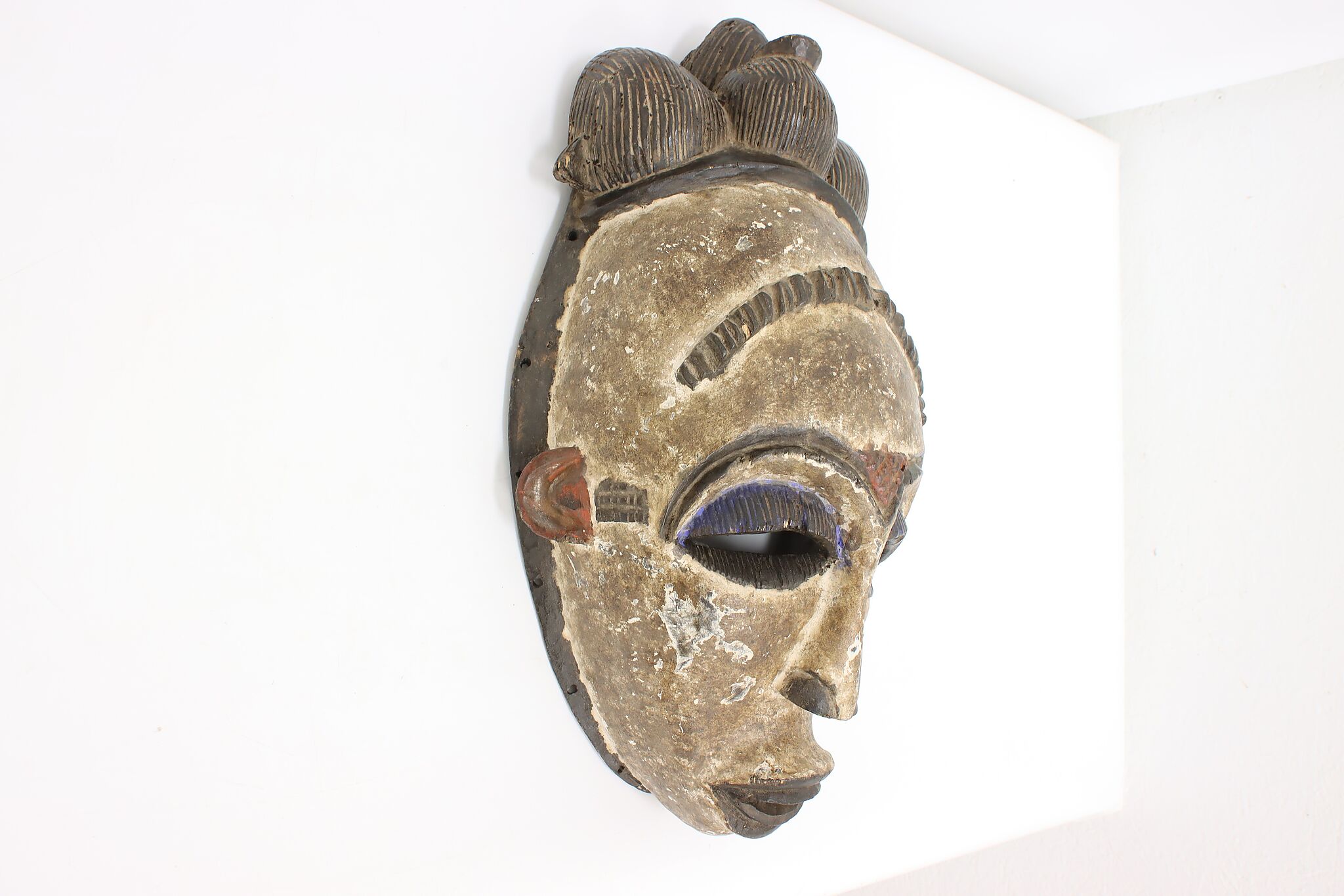 Traditional Folk Art Carved & Hand Painted African Mask