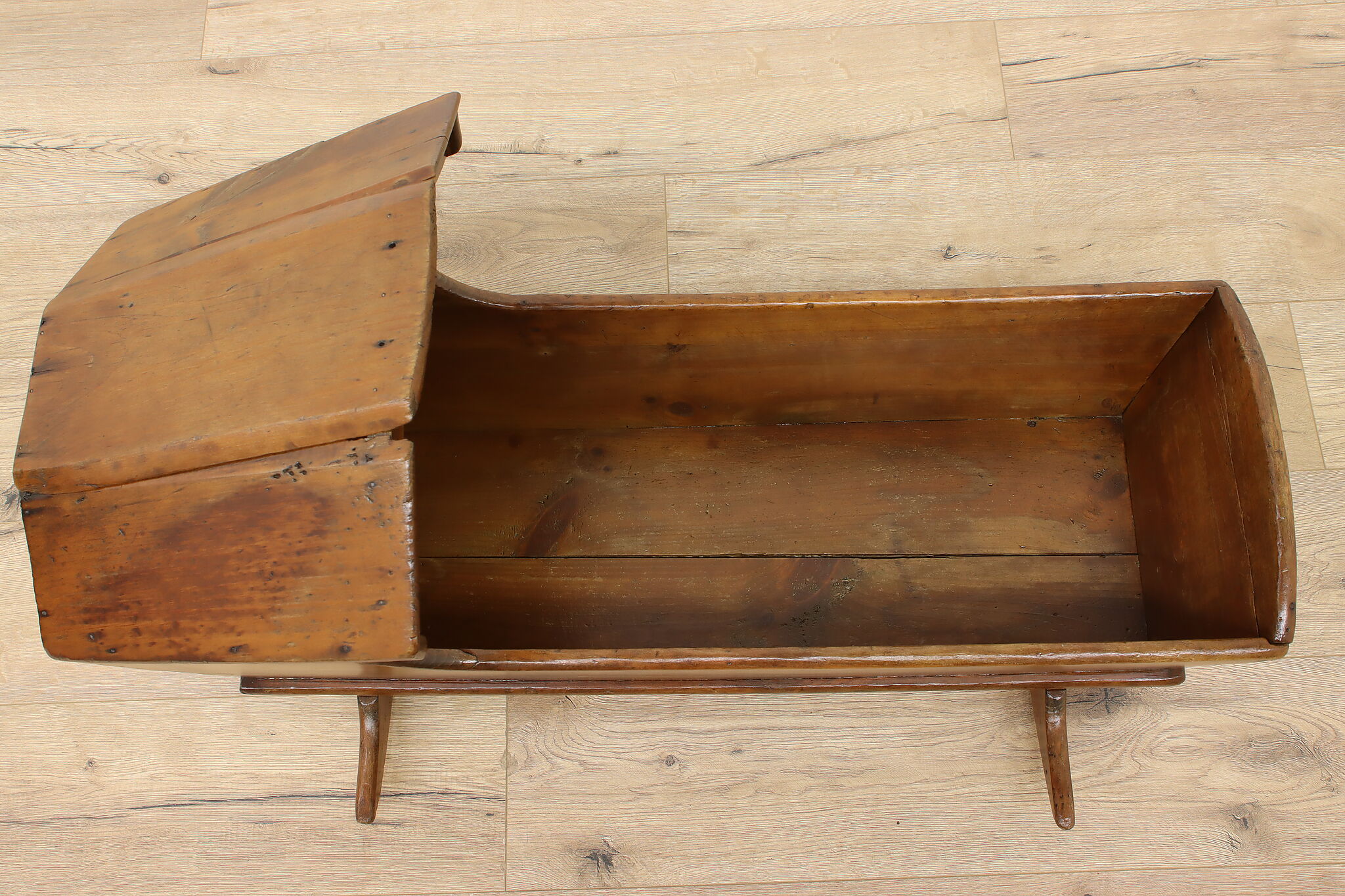 Farmhouse Country Pine Antique Primitive Rocking Baby Cradle
