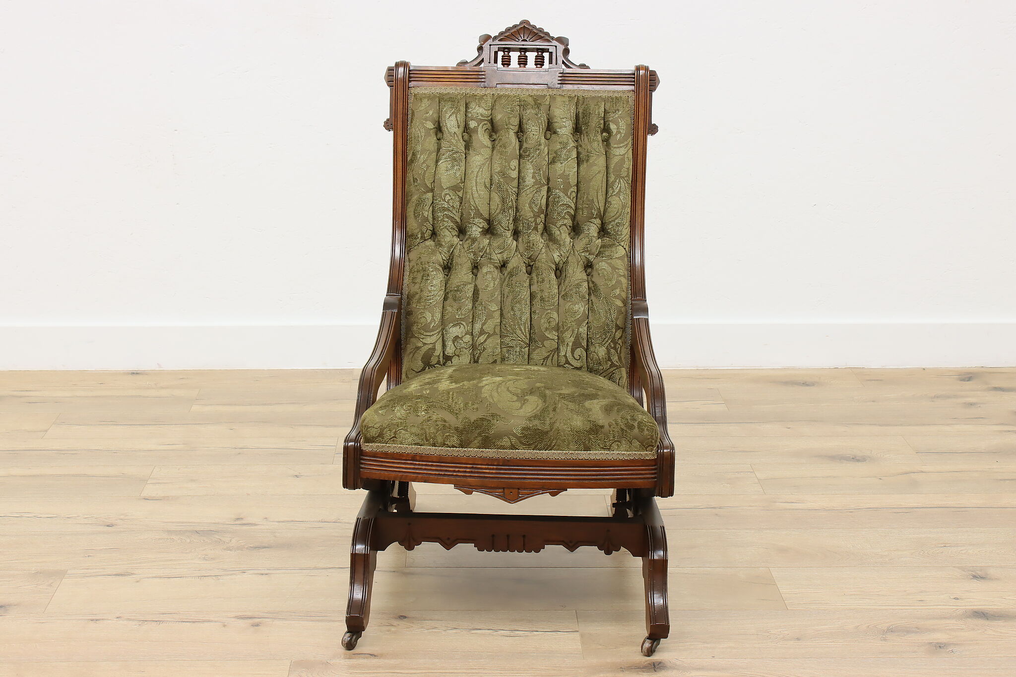 Victorian Eastlake Antique Upholstered Walnut Rocking Chair