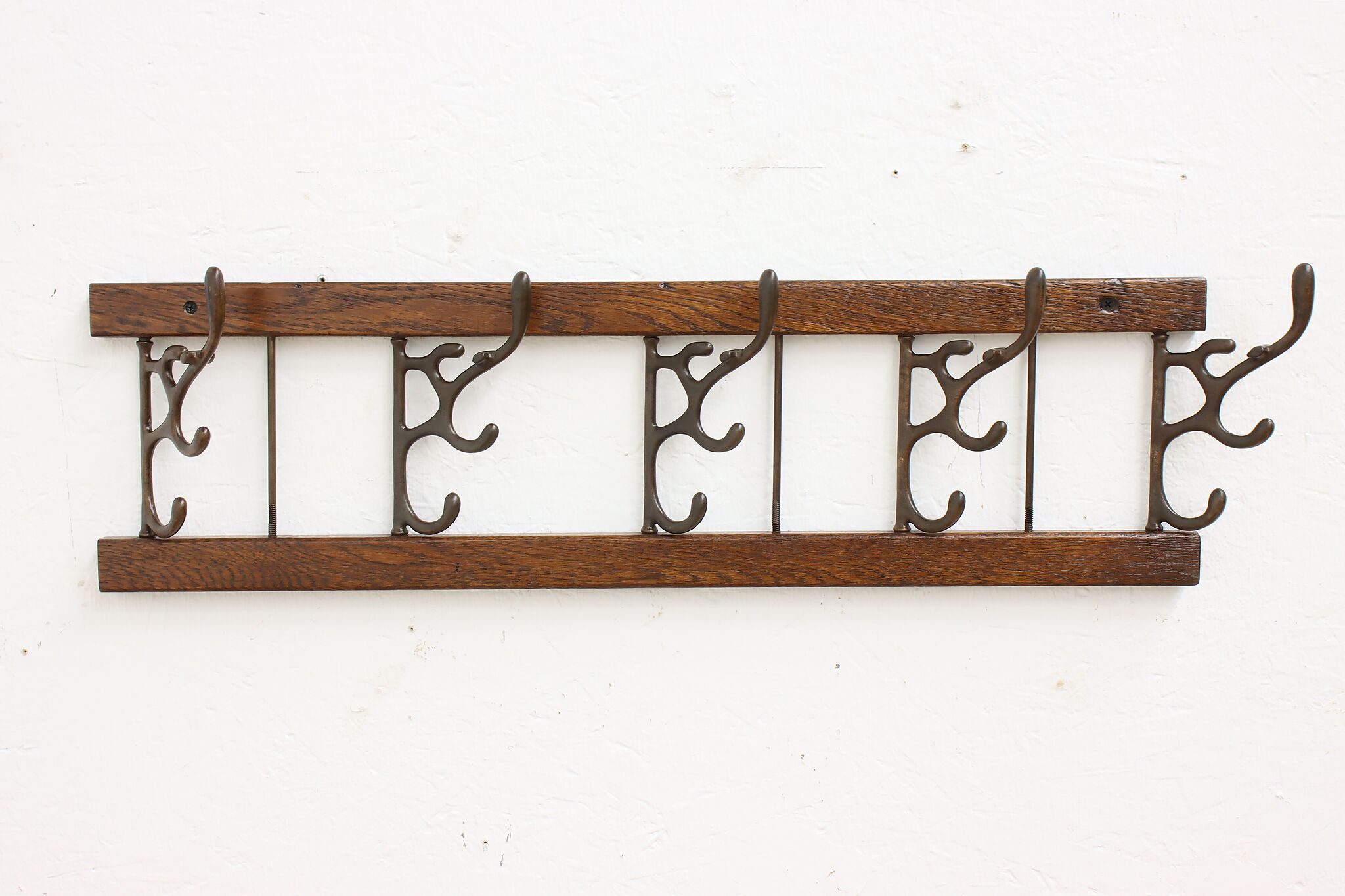 Irish Coat Rack Victorian Farmhouse Antique Oak & Iron Hat & Coat Rack