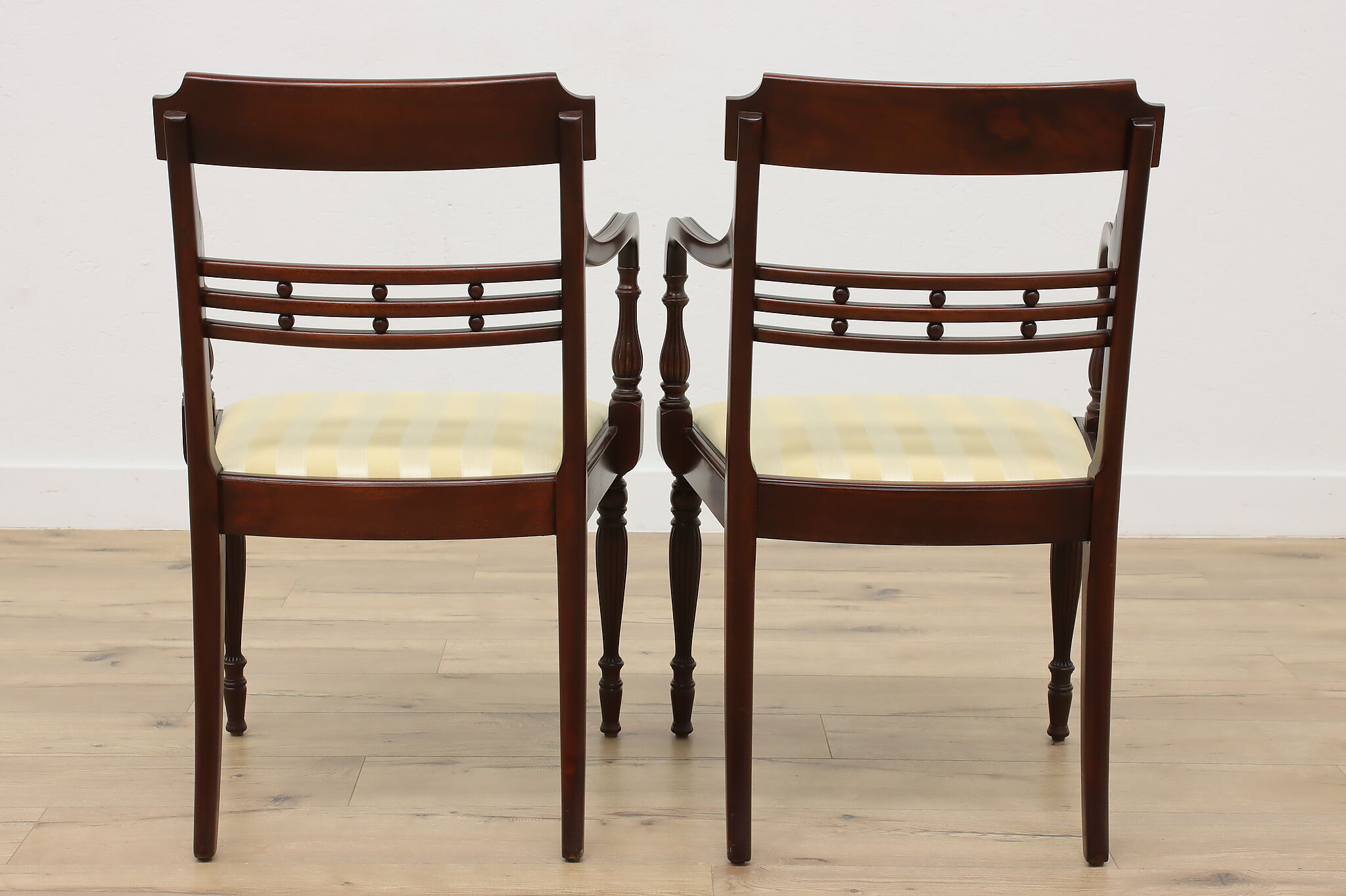 Set of 8 Sheraton Vintage Carved Mahogany Dining Chairs