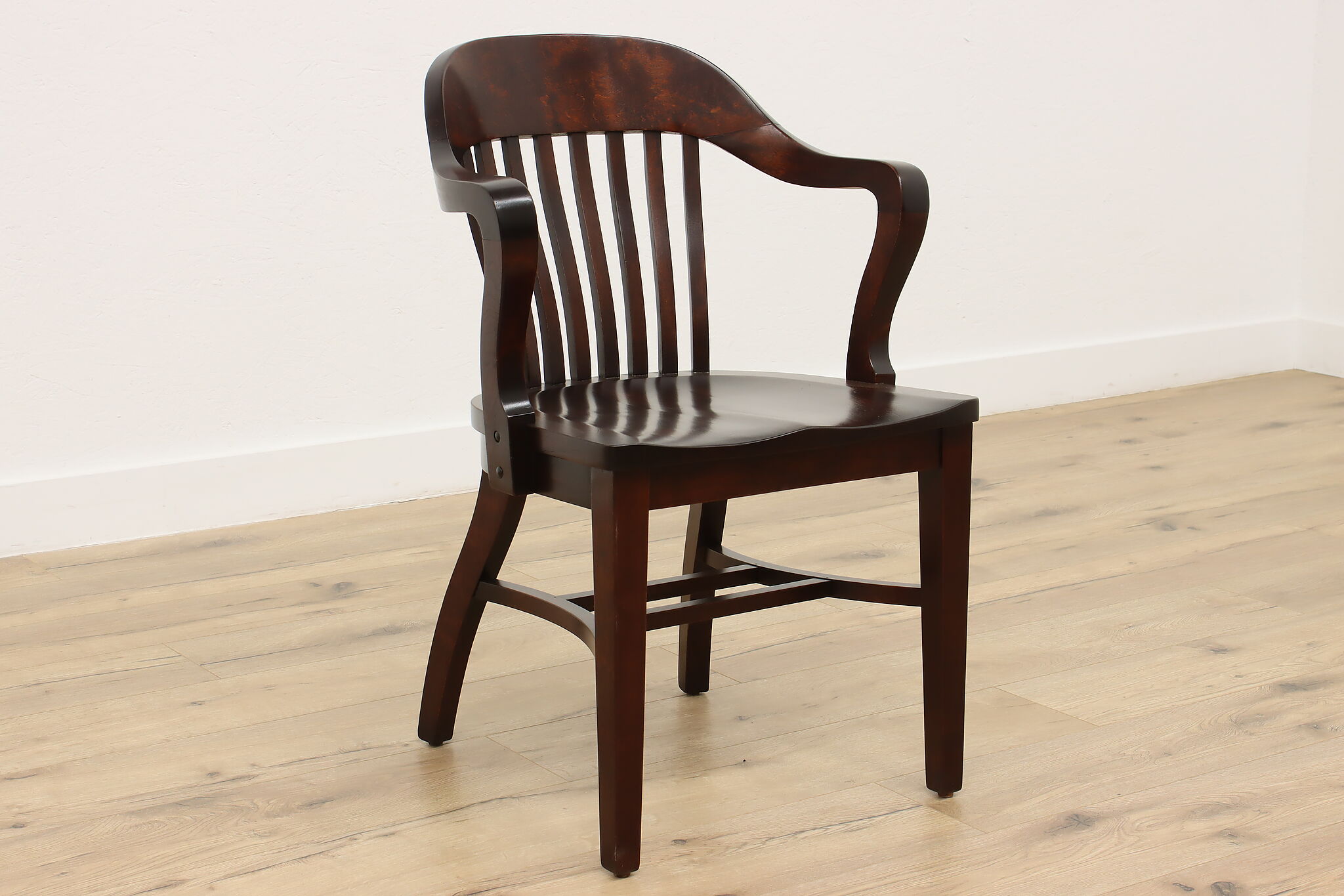 Traditional Antique Birch Banker, Office, or Library Chair