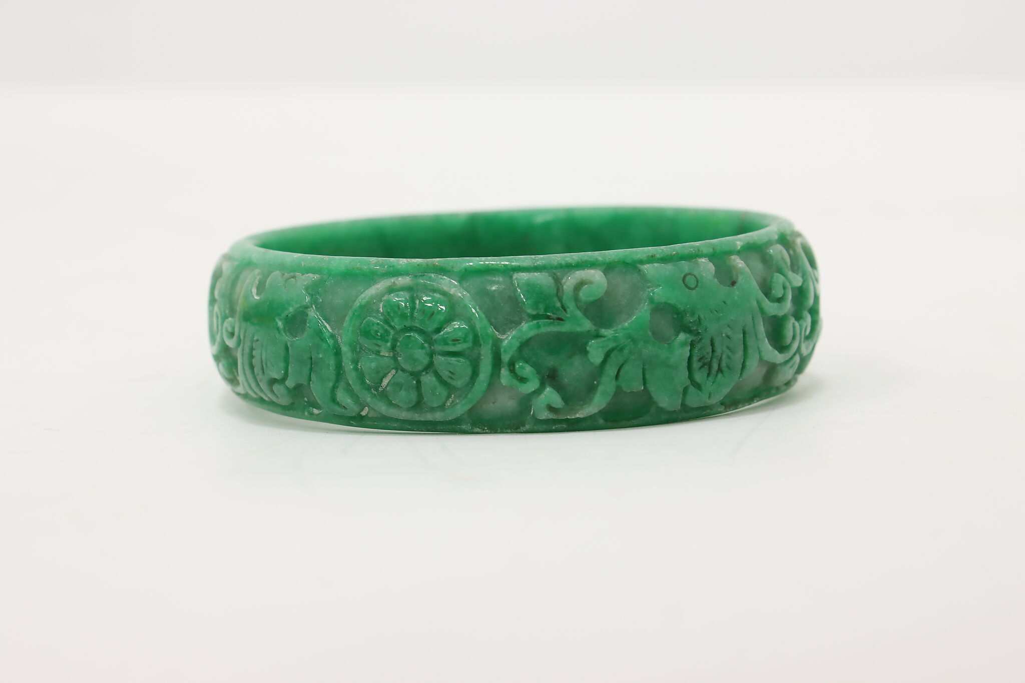 Burmese Jade Bracelet Green Apple Dark Green Blackish Barrel Shape Carved  Cloud | eBay