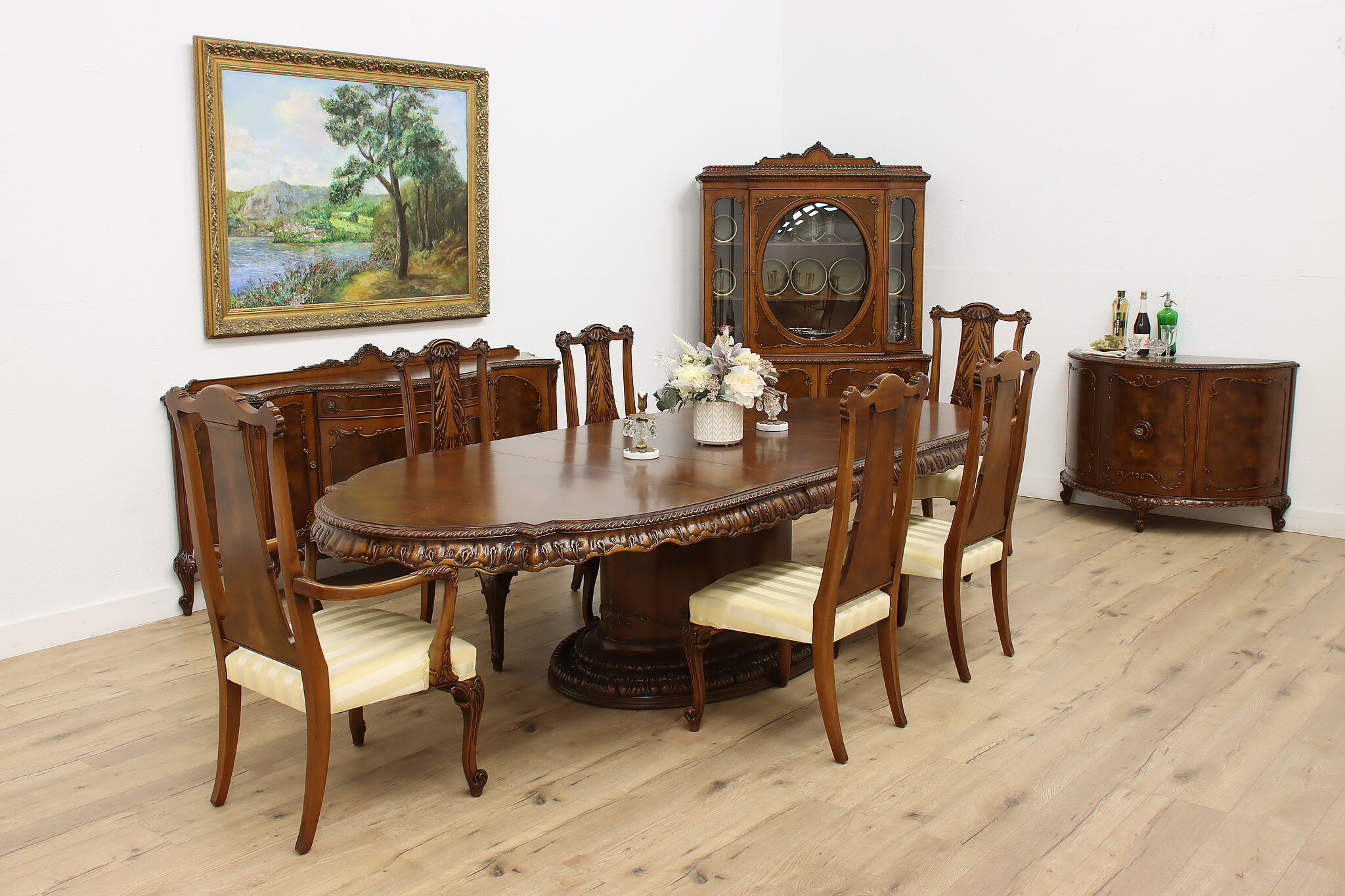 Louis XV De Gaulle Vintage Dining Table 6 Chairs Romweber