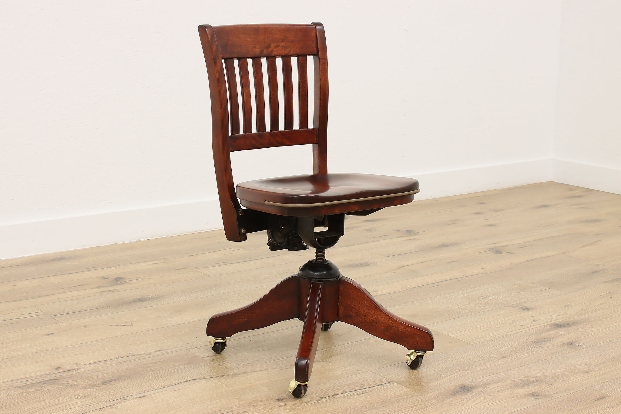 Birch Antique Adjustable & Swivel Office Library Desk Chair