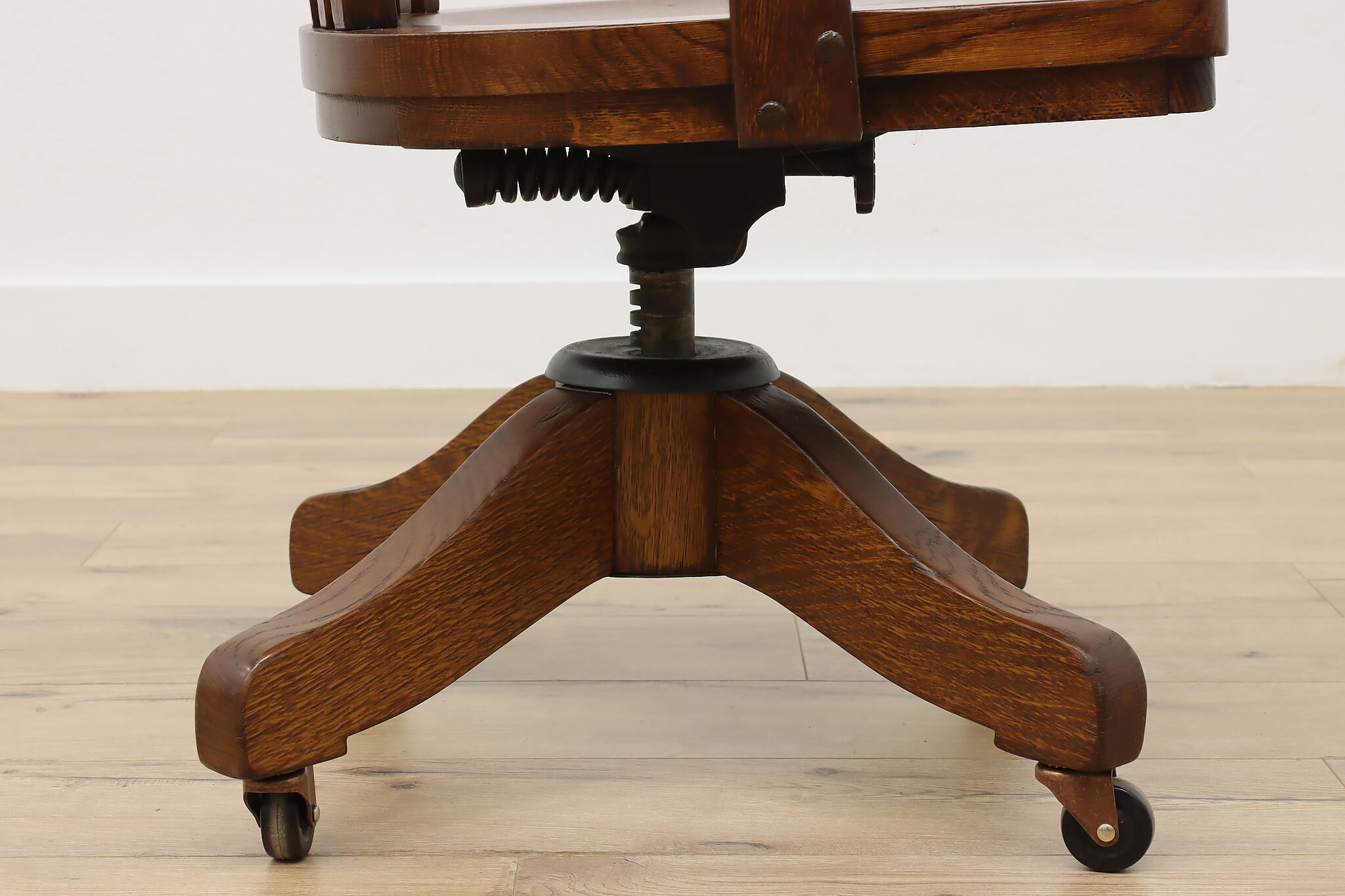 Crocker Antique Oak Swivel Office Library Desk Chair
