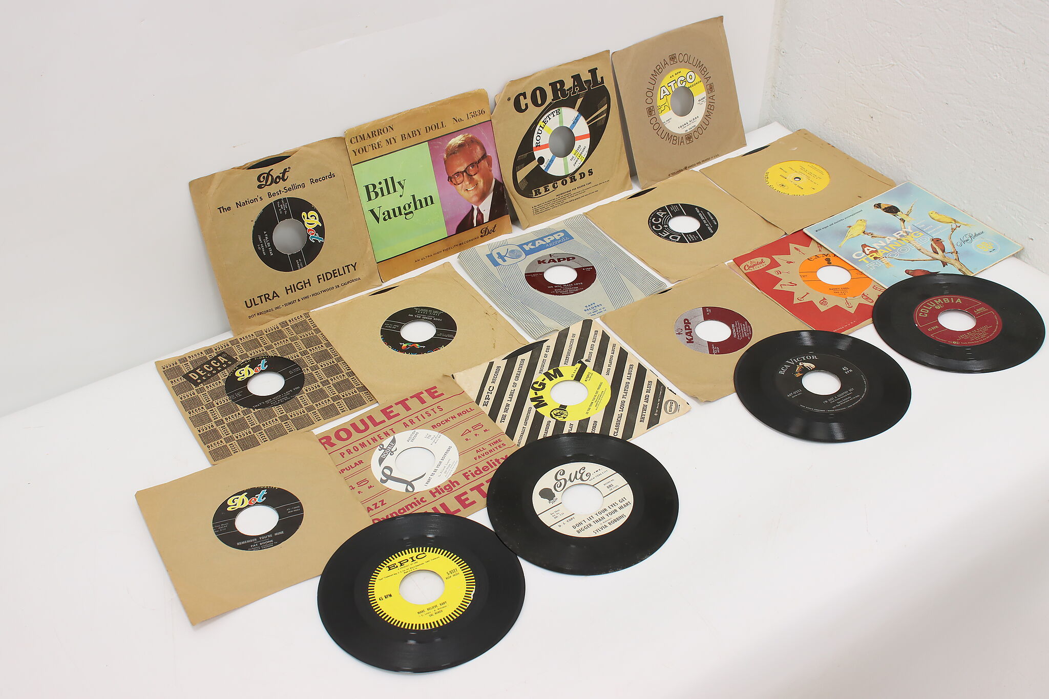 45 Rpm Store Set of 19 Vintage 45 Rpm Records w/ Sleeves