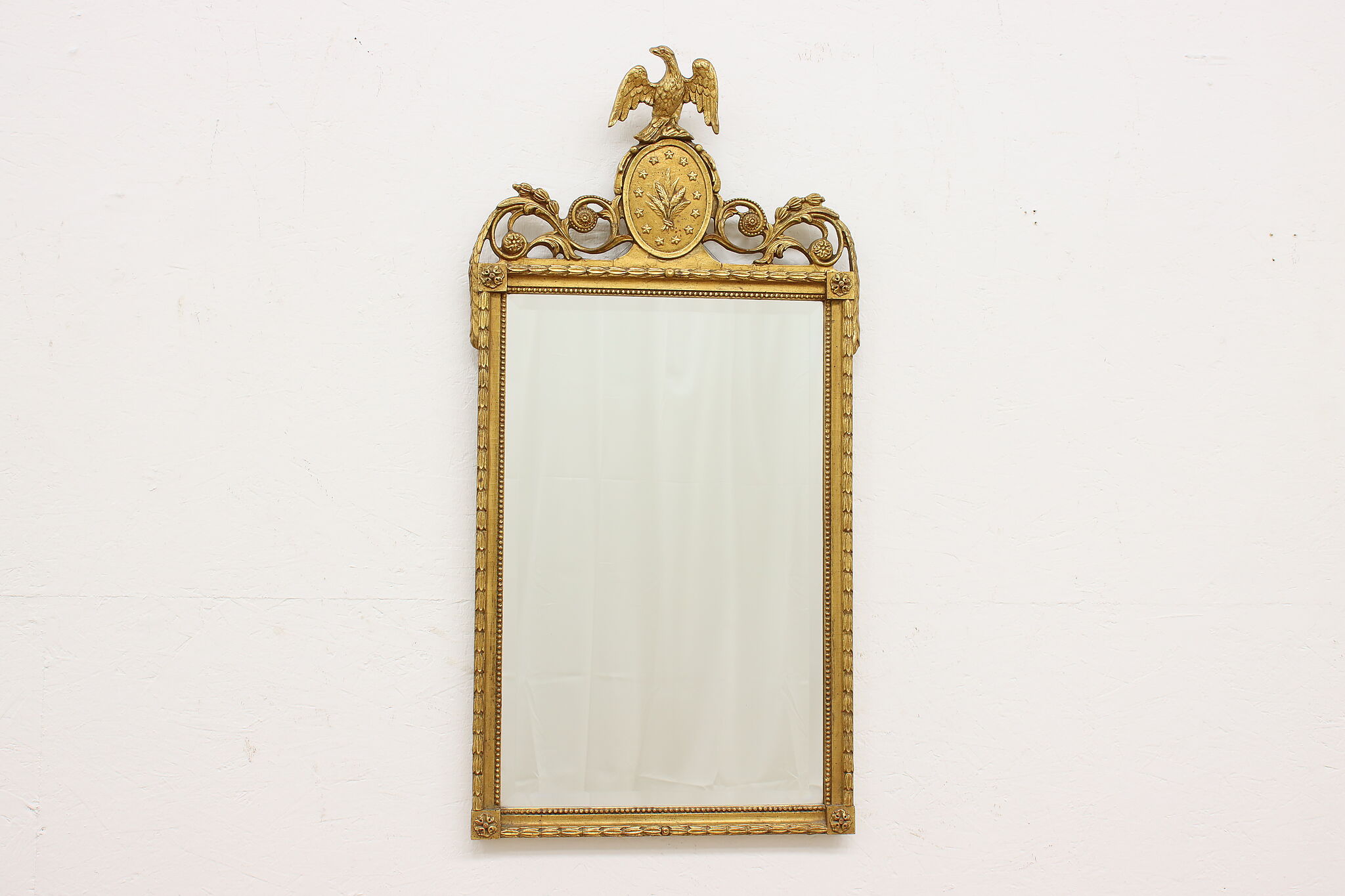 Federal Design Antique Hall or Entryway Wall Mirror, Eagle