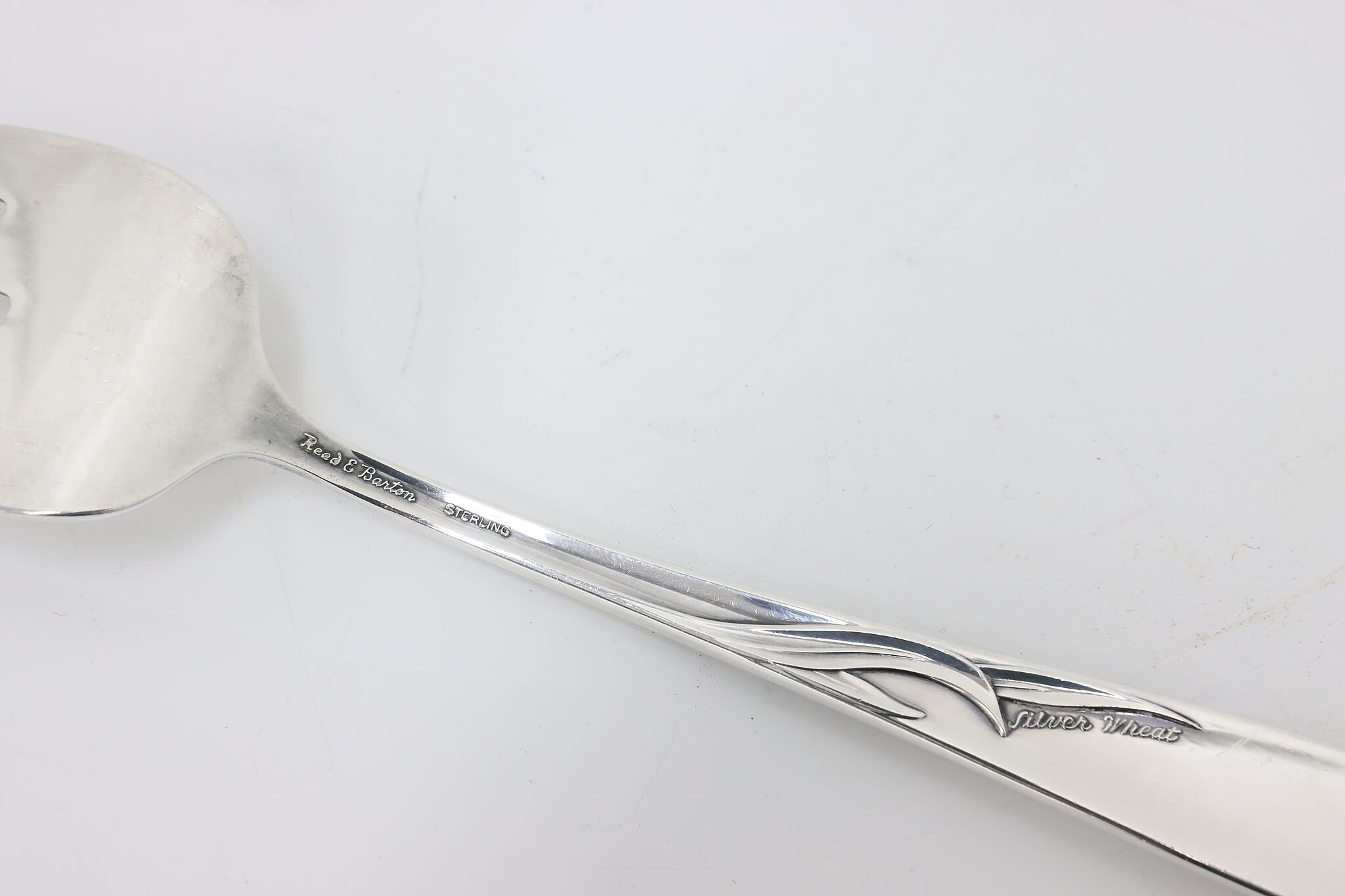 Silver Wheat Reed Barton Sterling Midcentury Meat Fork