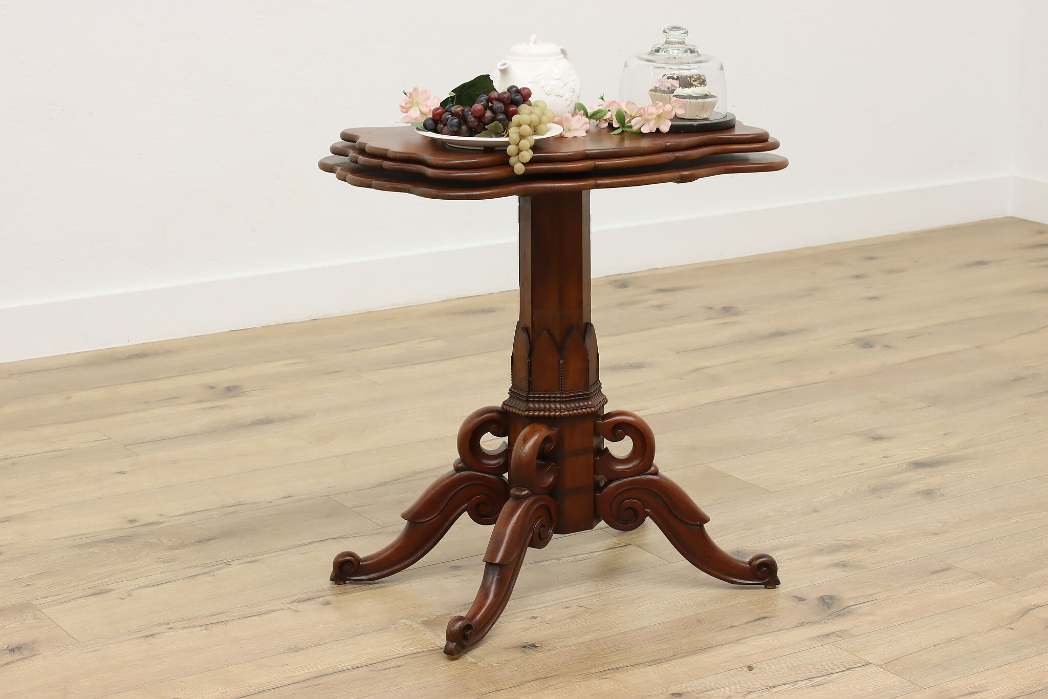 Victorian Antique Mahogany Adjustable Elevator Dessert Table 52152