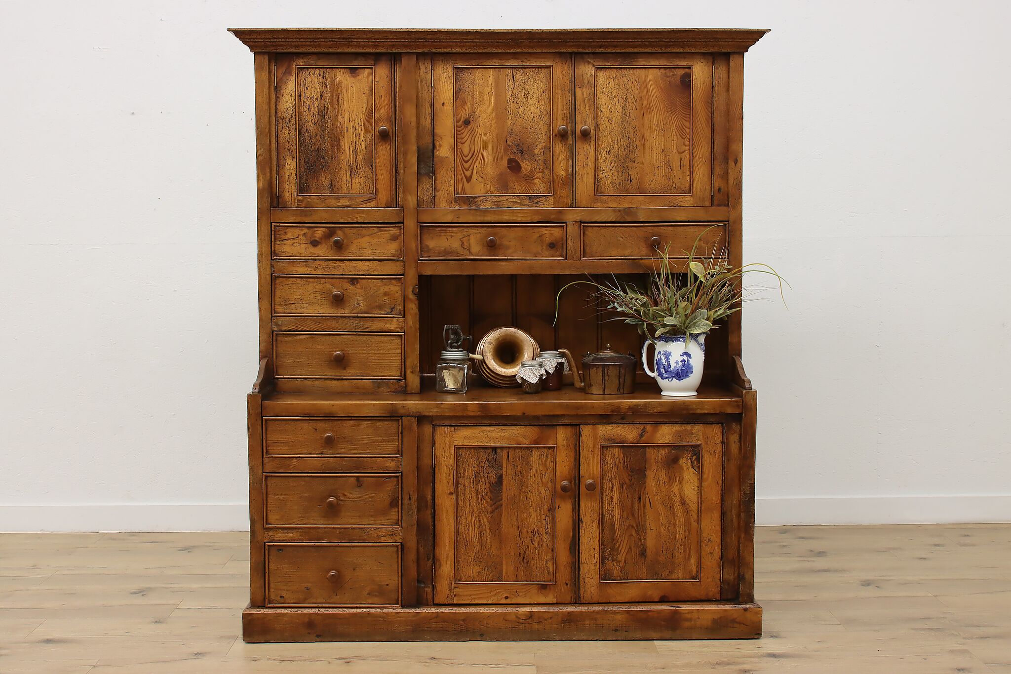 Farmhouse Vintage English Pine Kitchen Cupboard or Cabinet #53653, image size:2048x1365