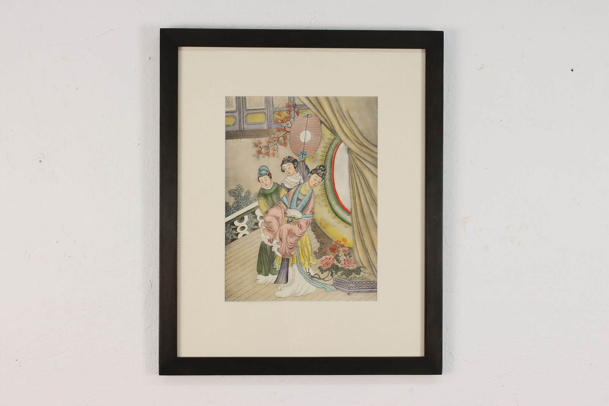 Framed Woodblock Print of Two Geishas - 19thC Framed Woodblock Print of Two Geishas - 19thC