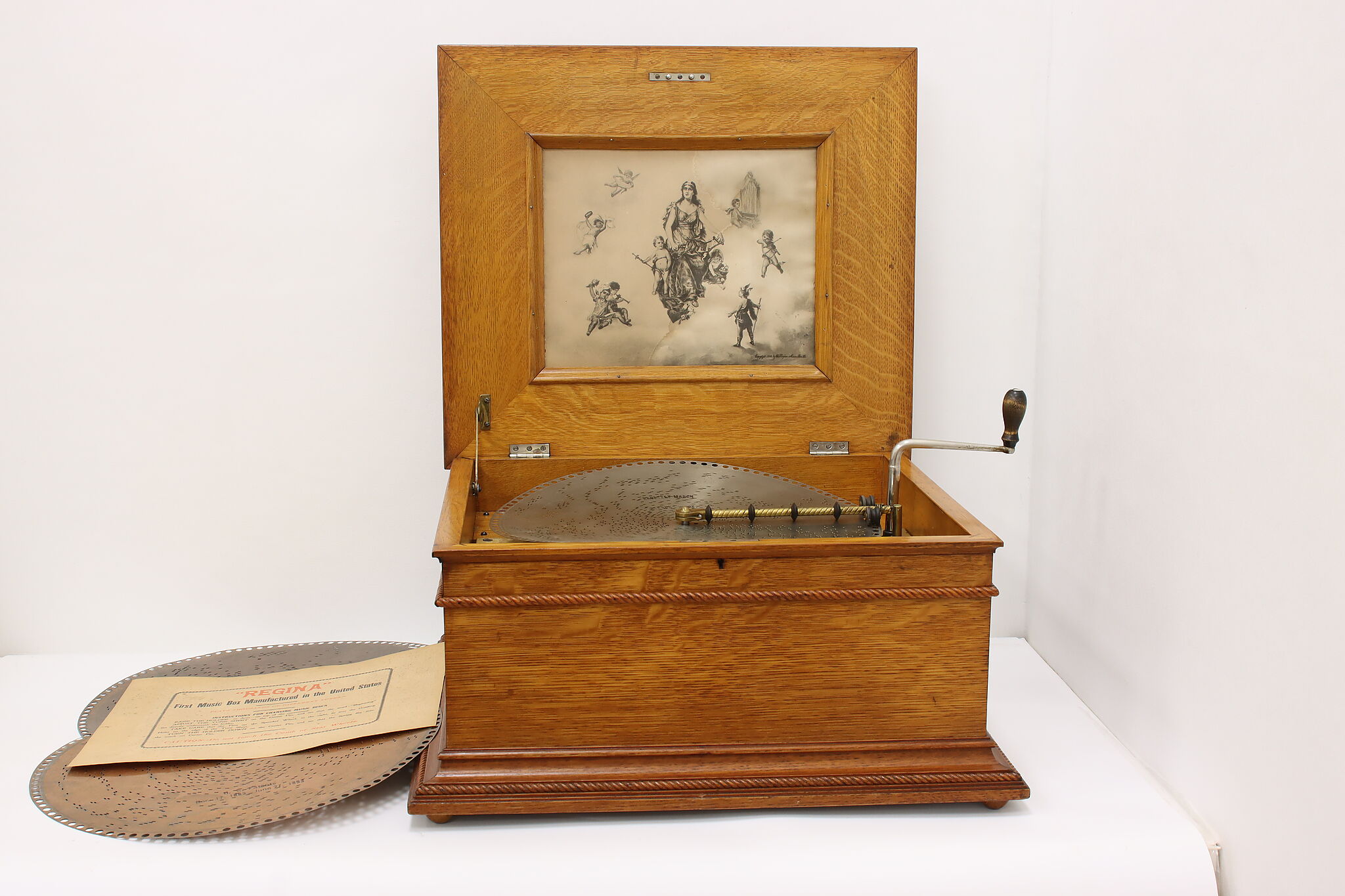 Victorian Antique Oak Regina Tabletop Music Box 15.5