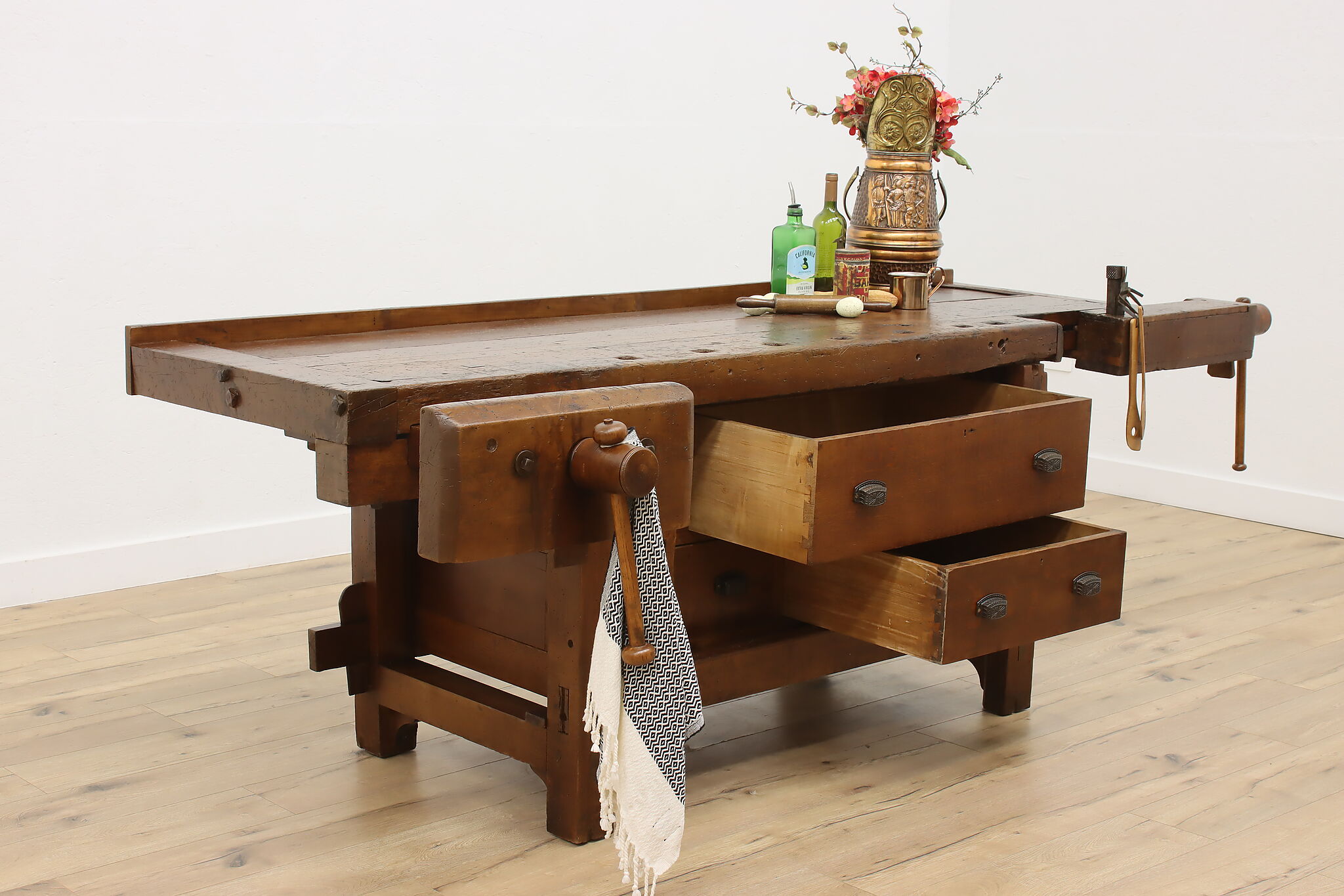 Industrial Farmhouse Antique Workbench Kitchen Island