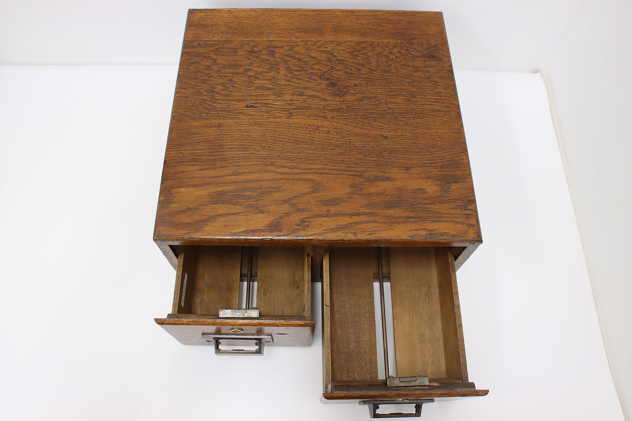 Table Top Card File Chest Craftsman Antique 2 Drawer Oak Tabletop Card Collector File