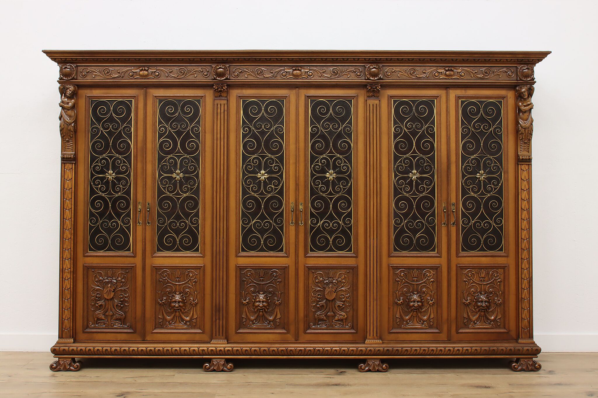 Italian Renaissance Bookcase Italian Renaissance Antique Walnut & Stained Glass Bookcase
