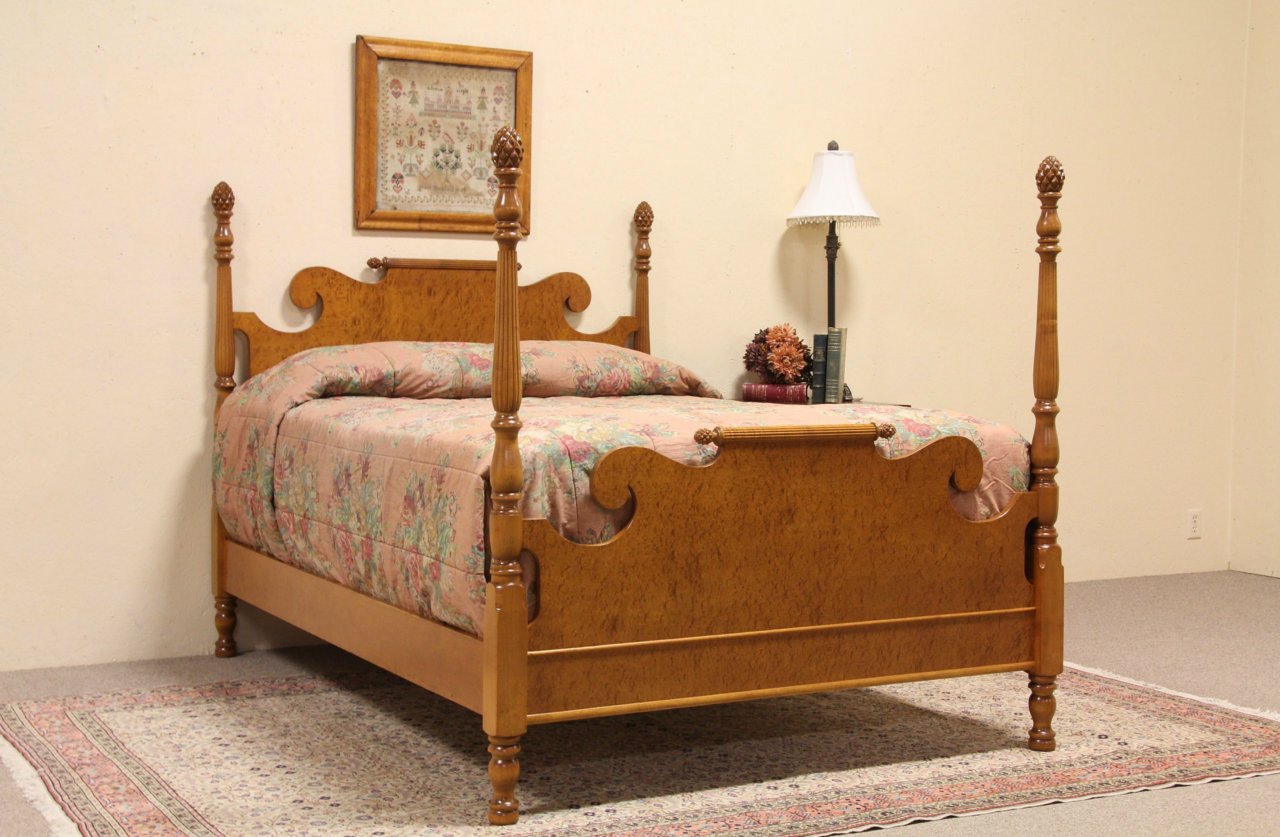 Curly or Birdseye Maple Full or Double 1925 Antique Bed