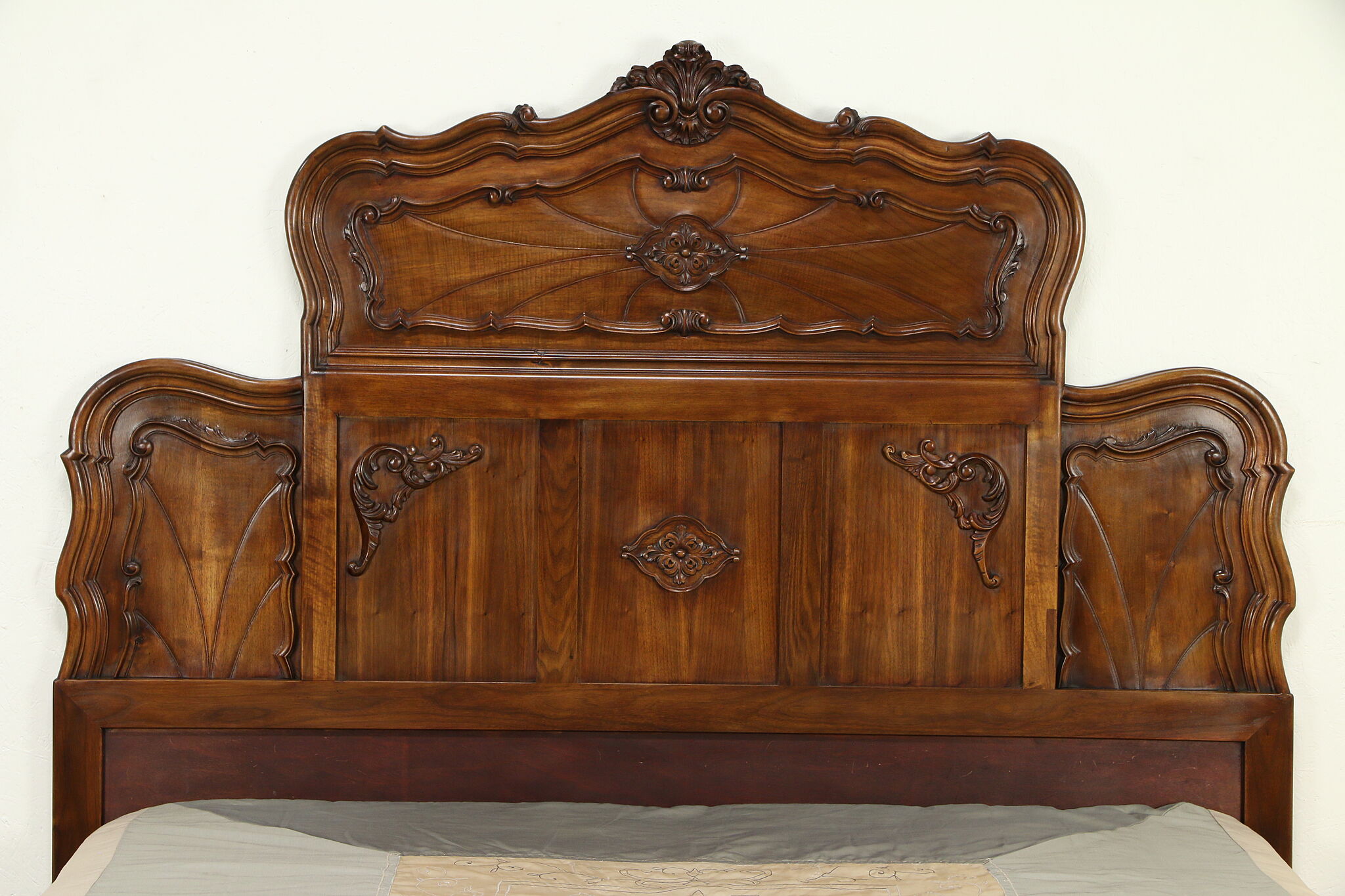 Sold Italian Antique Carved Walnut King Size Bed Headboard 31627 Harp Gallery Antiques Furniture