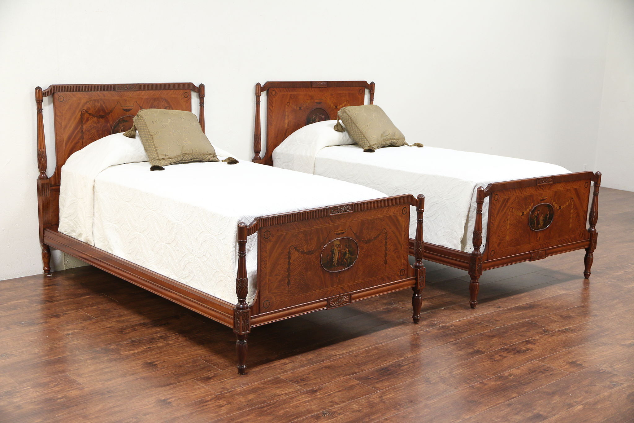 Antique Twin Or Single Beds Satinwood, Single Beds Twin