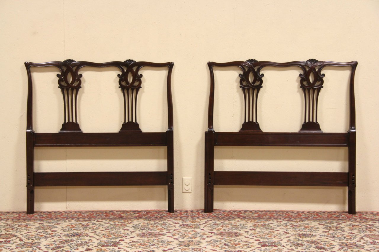 Mahogany Pair of Twin Vintage Bed Headboards make King Size