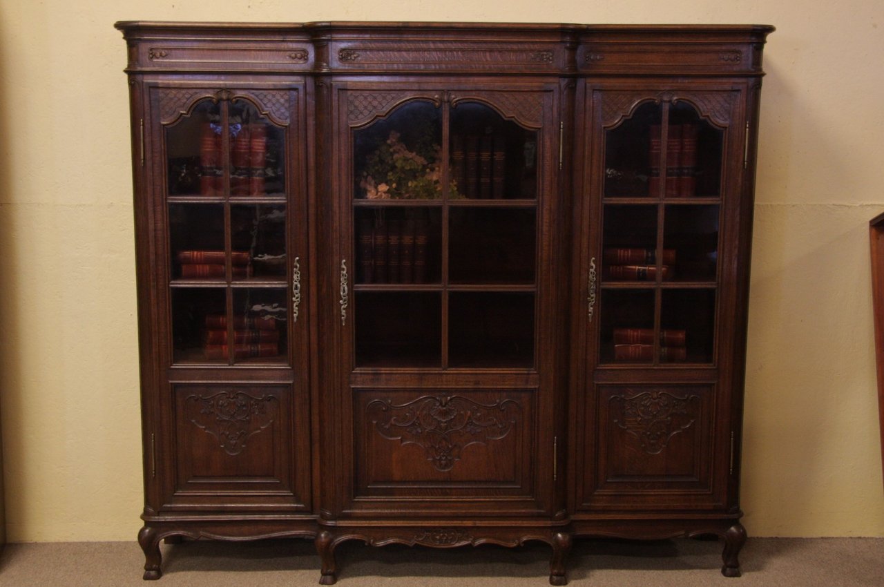 Country French Provincial Triple Oak Bookcase