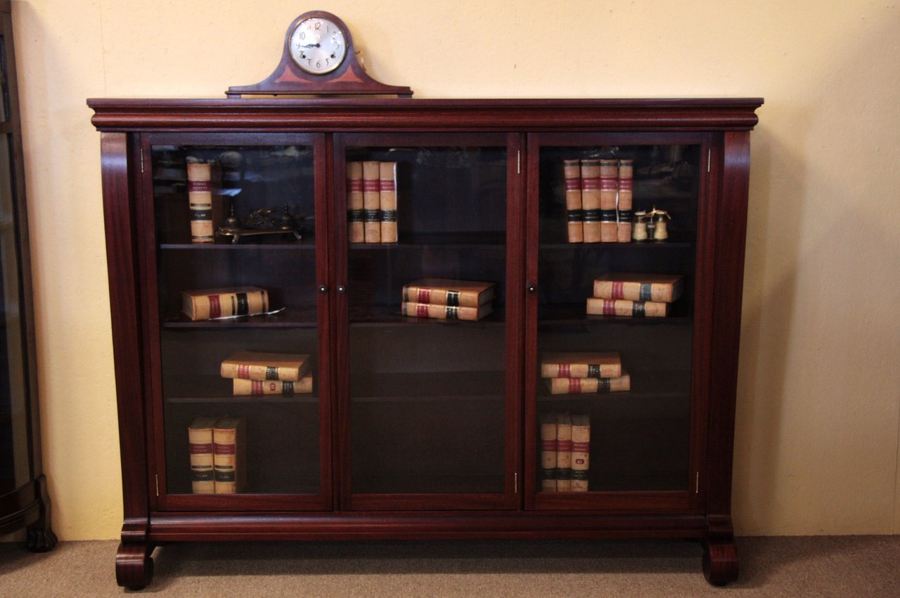 Empire Mahogany Triple Antique Bookcase