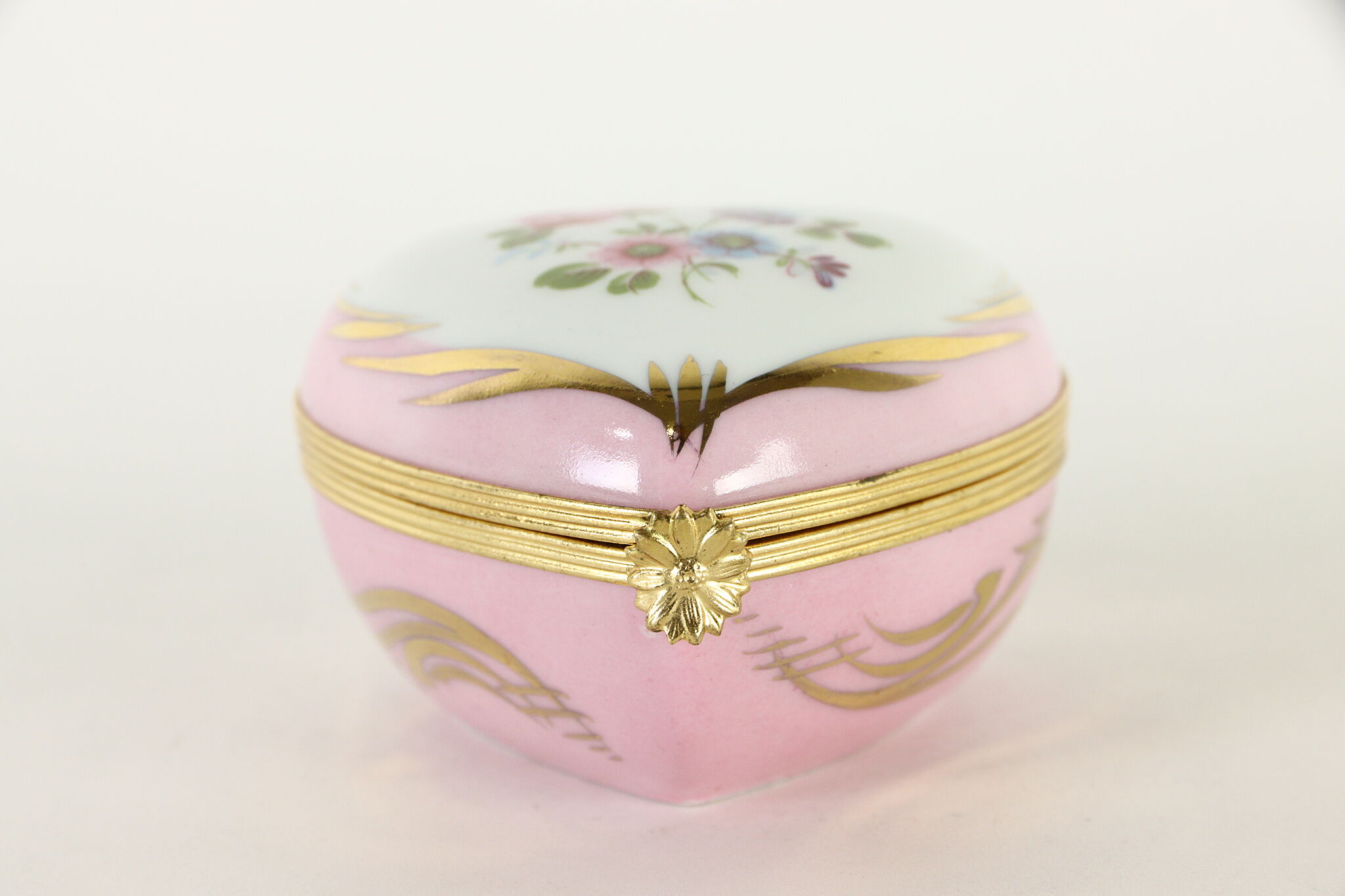 Porcelain Trinket or Keepsake Box, Heart Shape, Limoges France