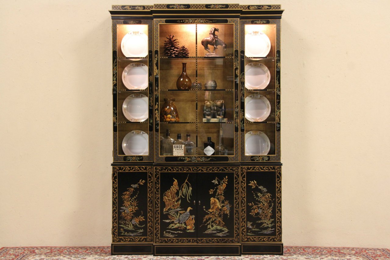 Drexel Black Lacquer Chinoiserie China