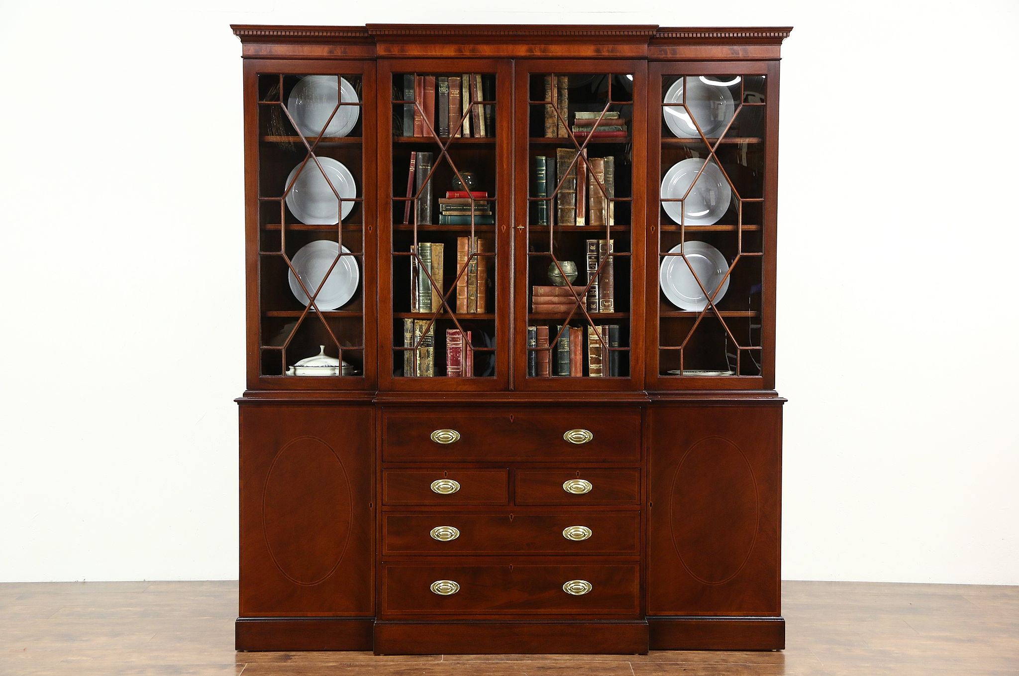 English Vintage Mahogany Breakfront