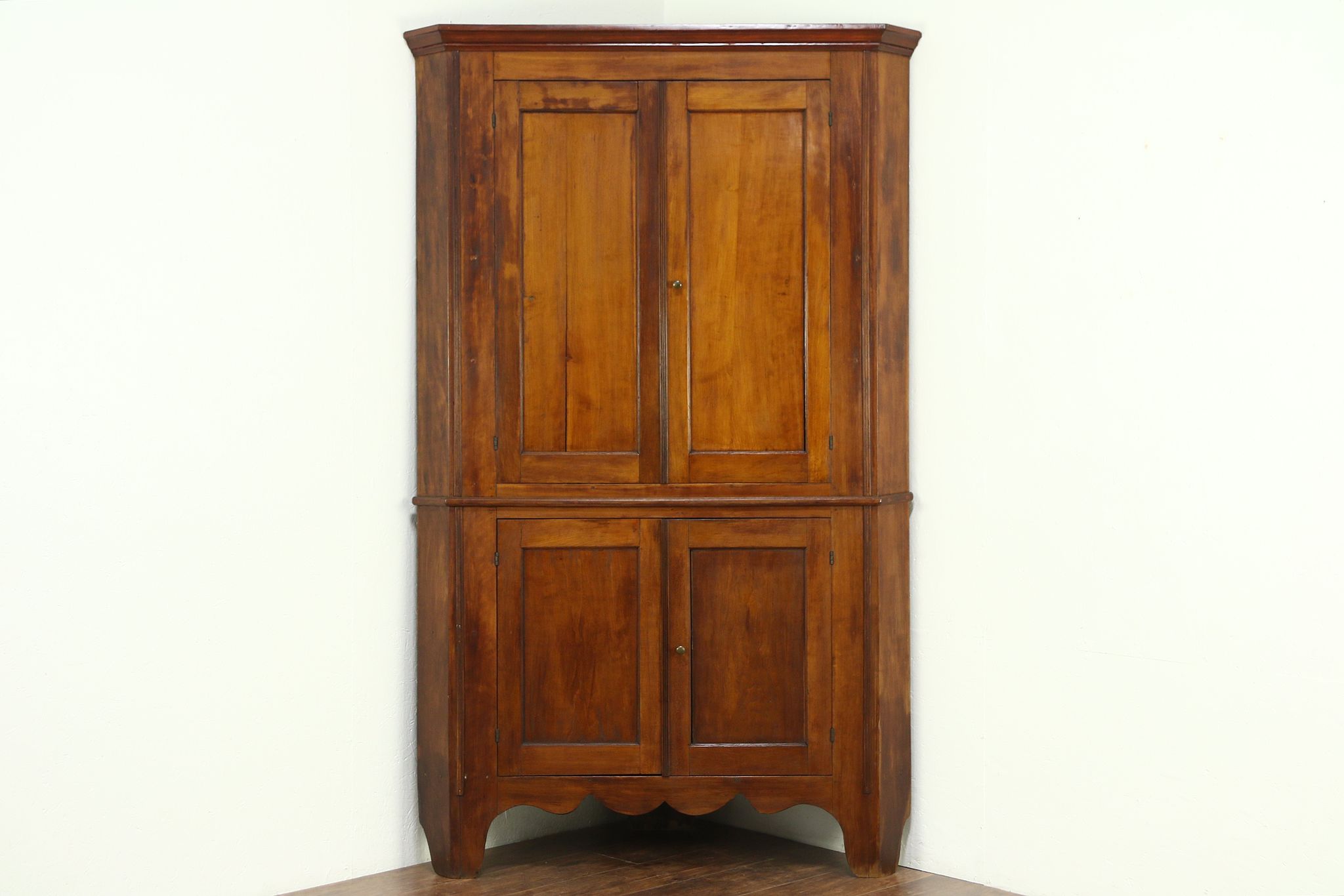 SOLD - Cherry 1840 Antique Corner Cupboard or Cabinet ...