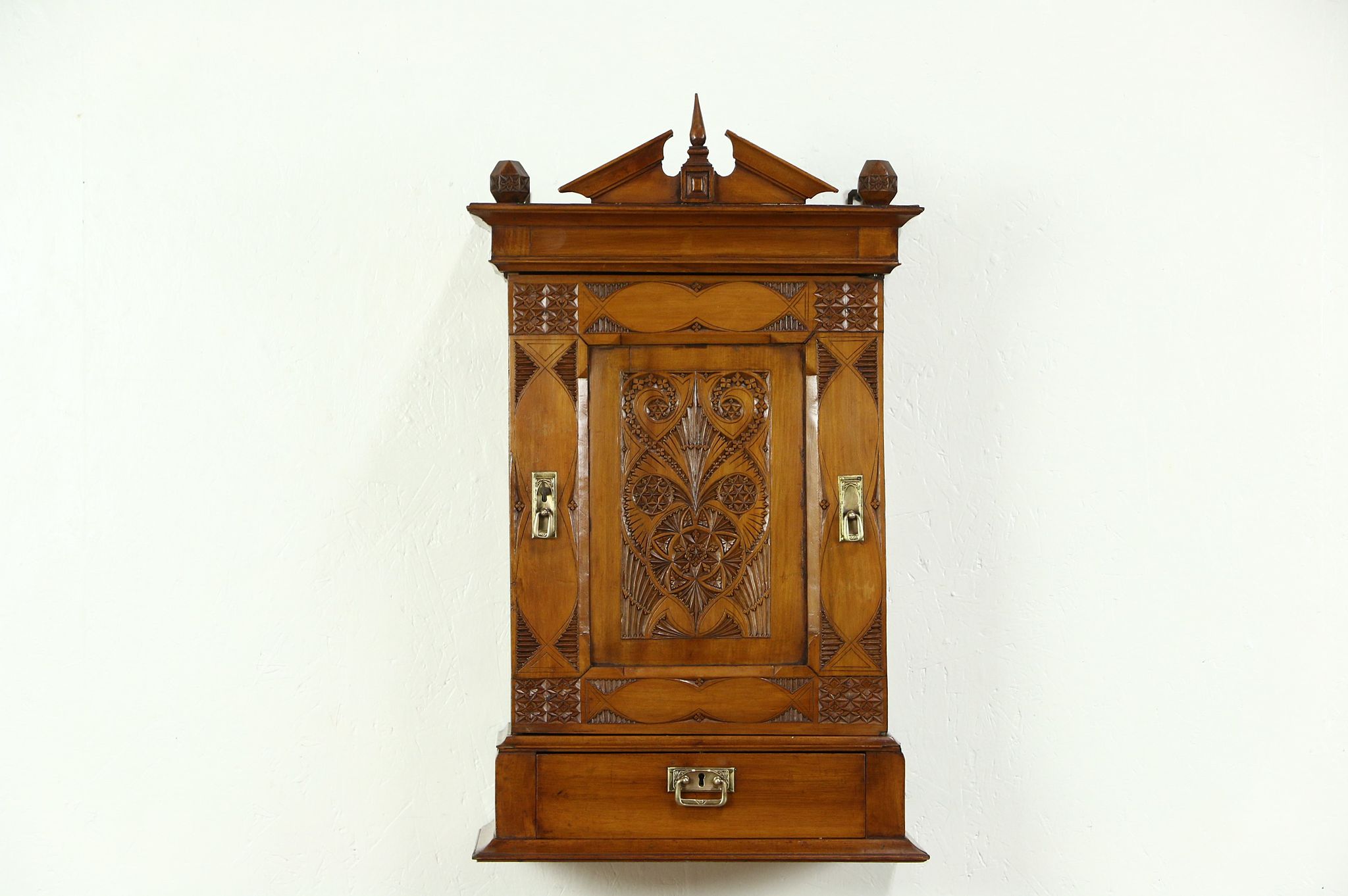 Austrian Antique 1890 Carved Countertop or Hanging or Medicine