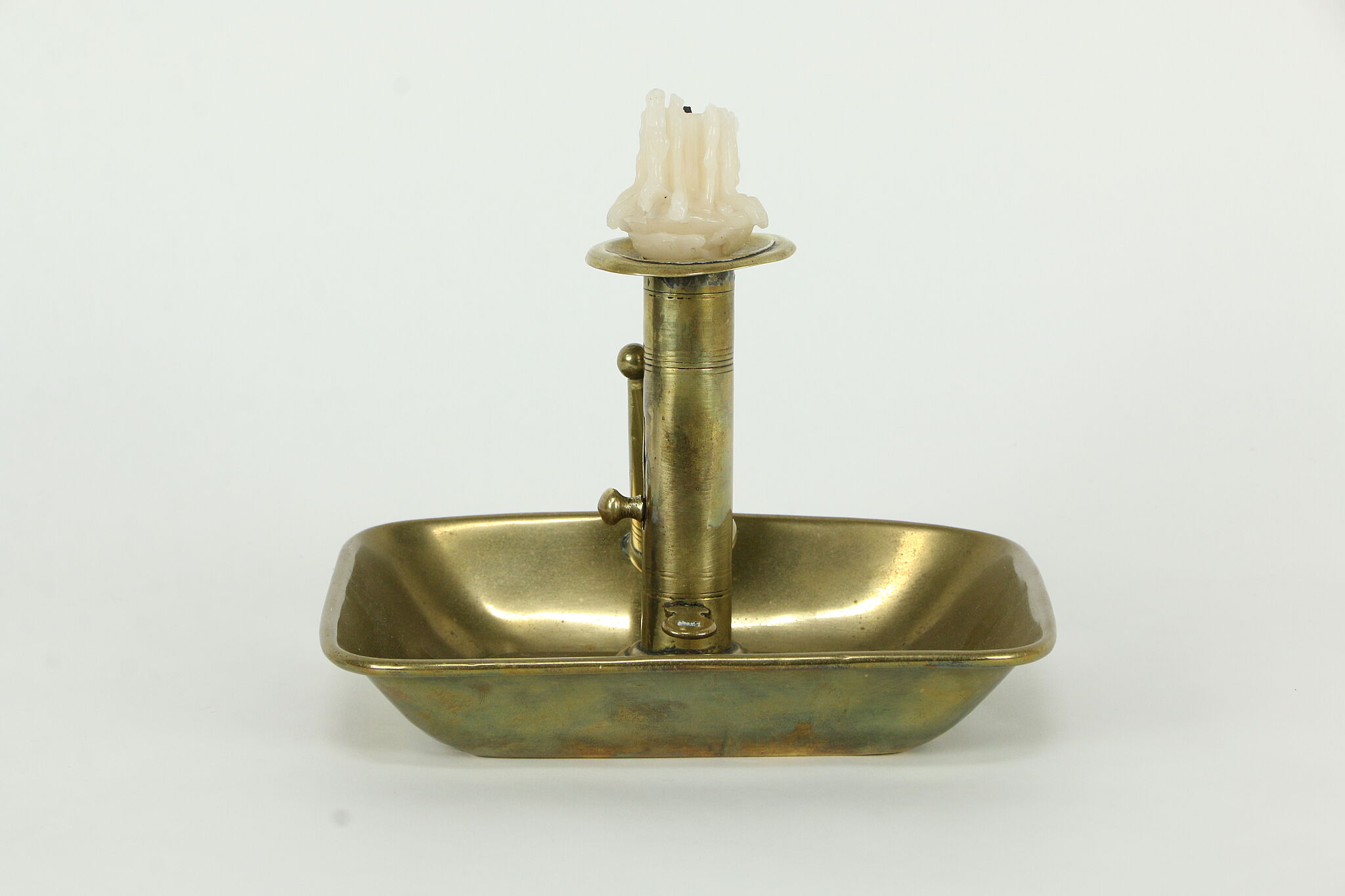 Brass Antique Chamber Stick, Candle Holder and Snuffer