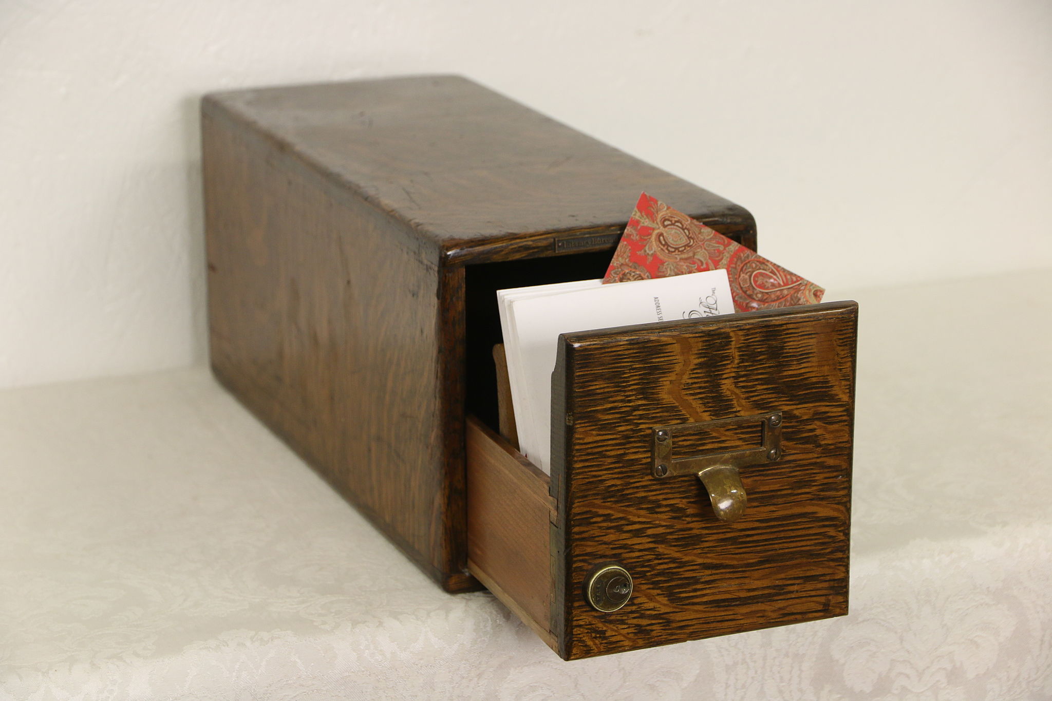 Oak Signed Library Bureau 1903 Pat. Antique Desktop 3x5 Card File