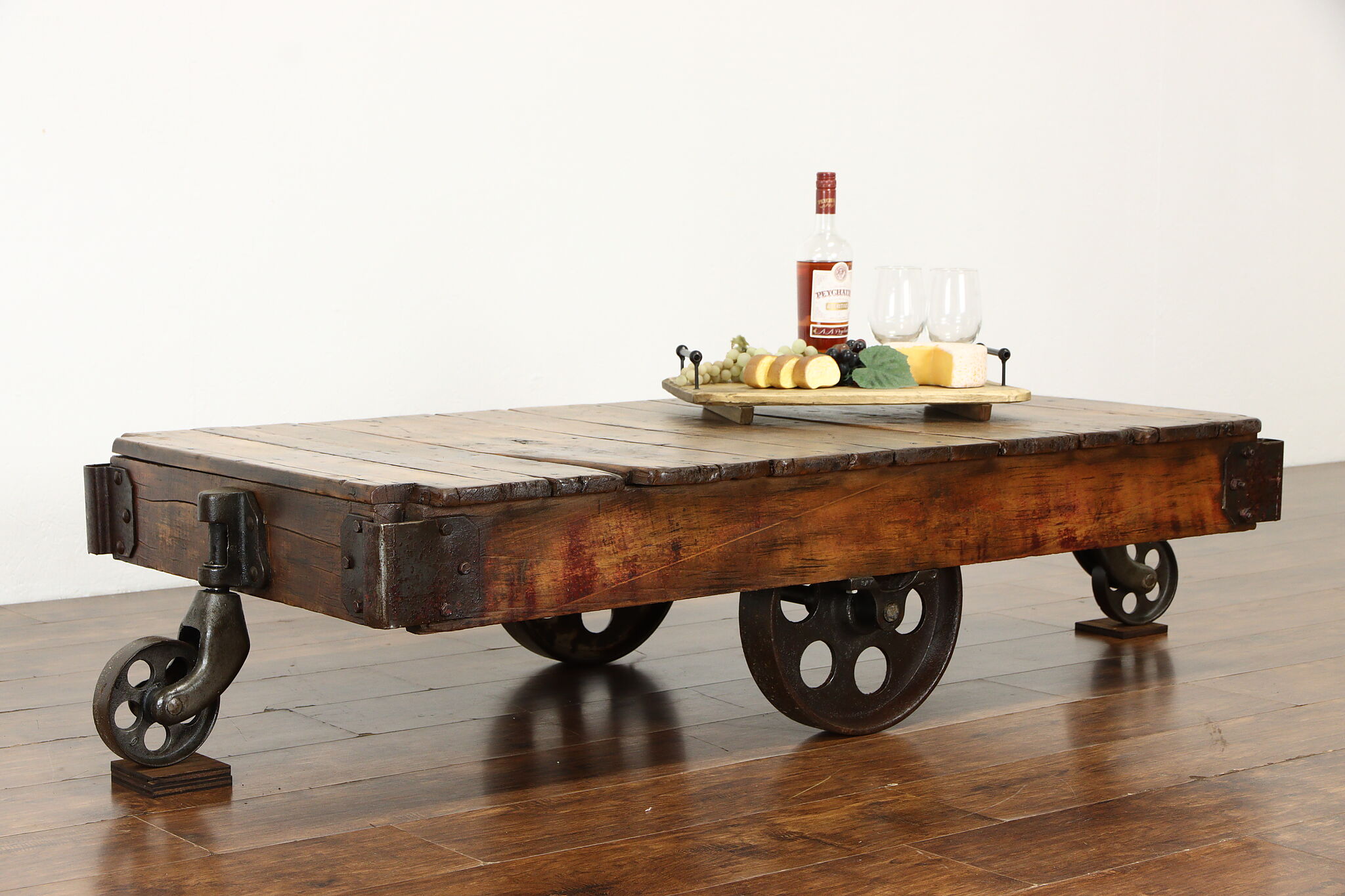 Industrial Salvage Antique Farmhouse, Old Railroad Cart Coffee Table