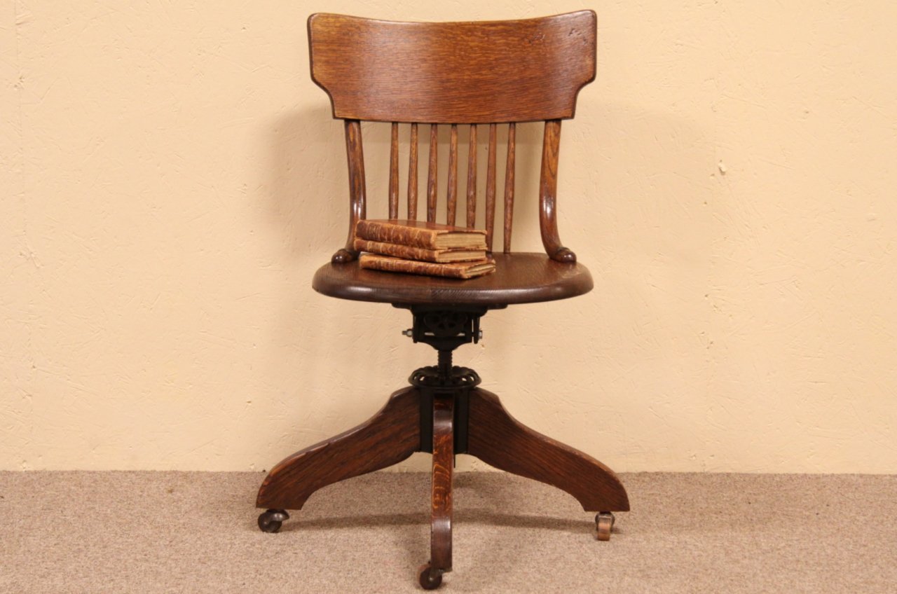 Oak Swivel Antique Desk Chair