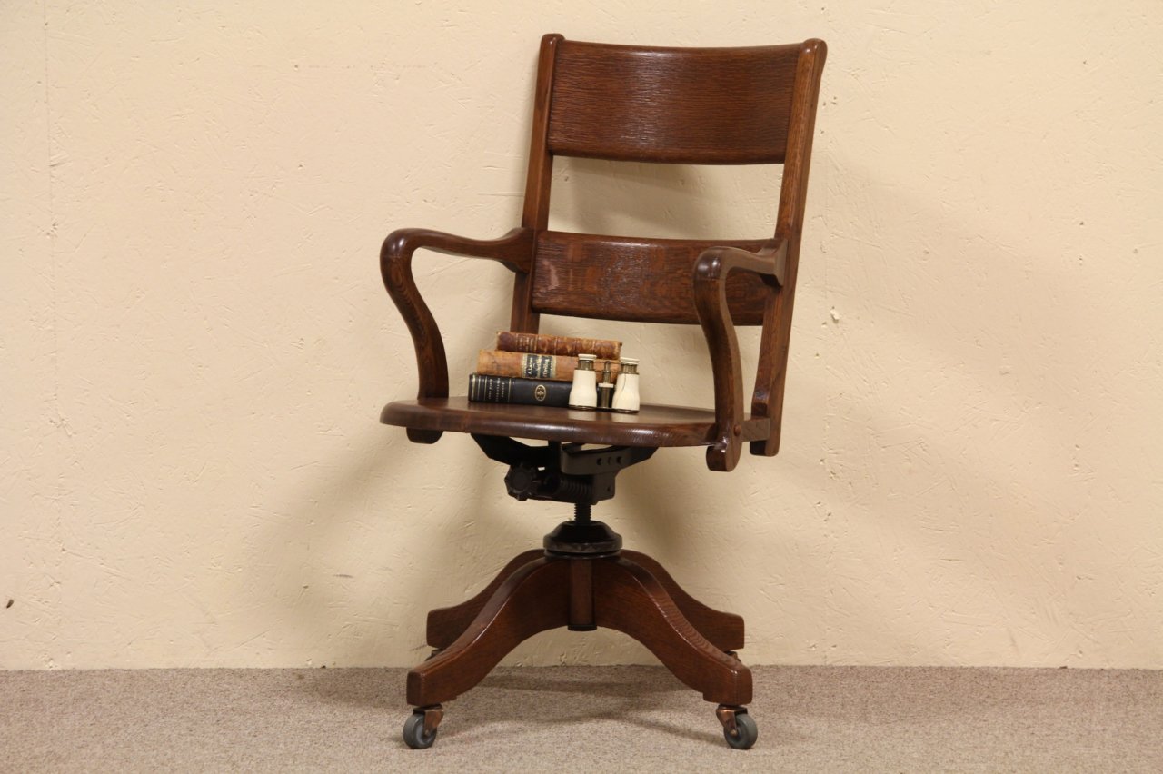 Swivel Oak Antique Desk Arm Chair