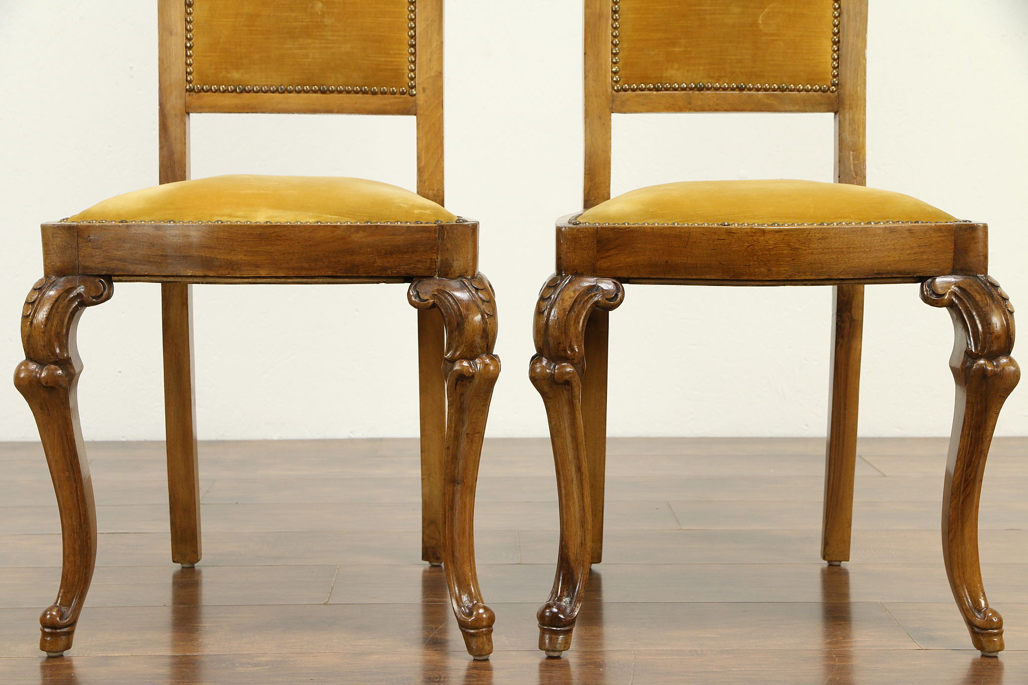 French louis xvi yellow velvet side chair