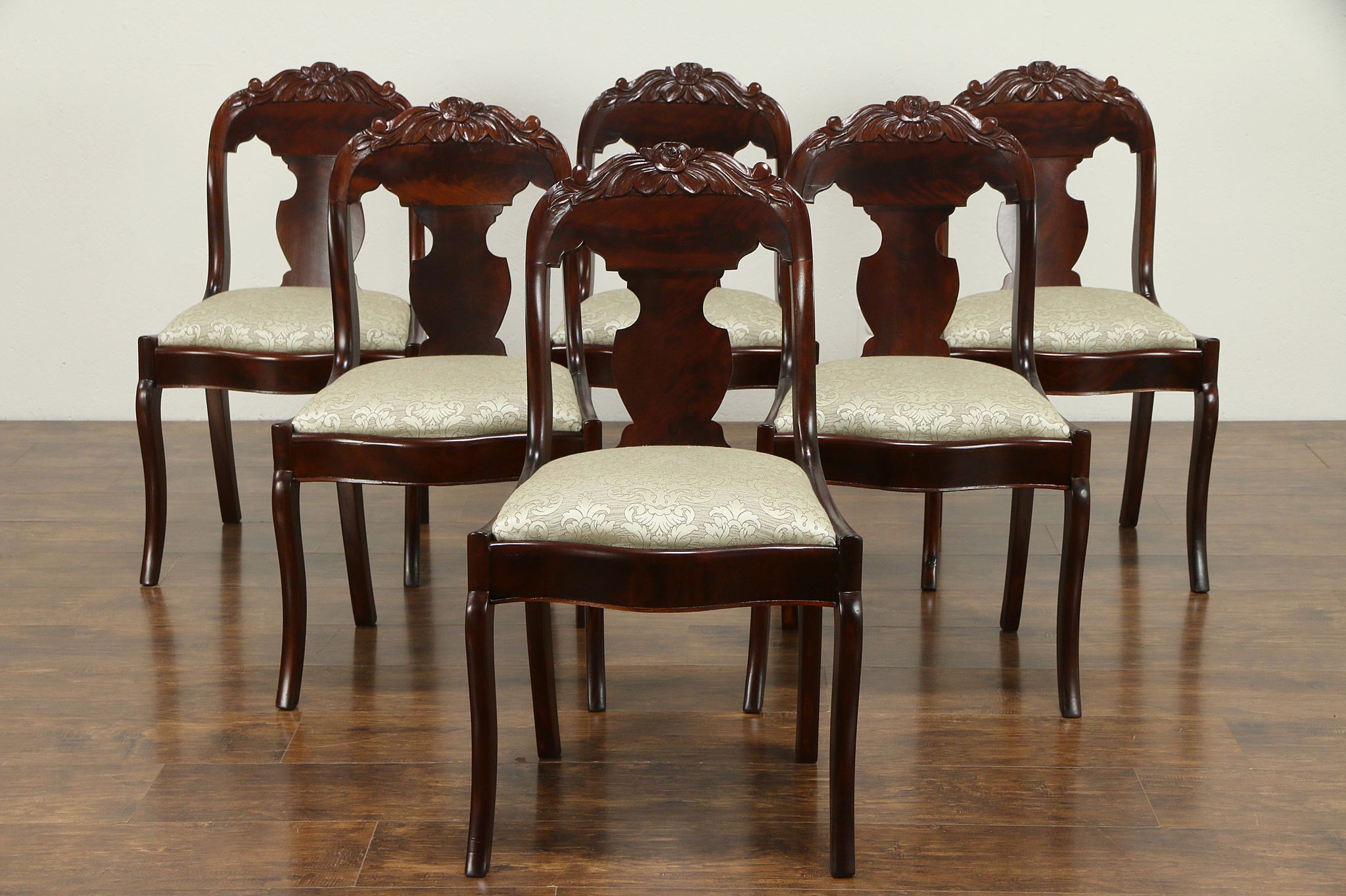 Set Of 6 Antique 1825 Empire Mahogany, Antique Empire Dining Chairs