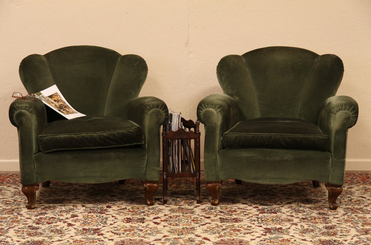 Pair of Curved & Carved French Chairs