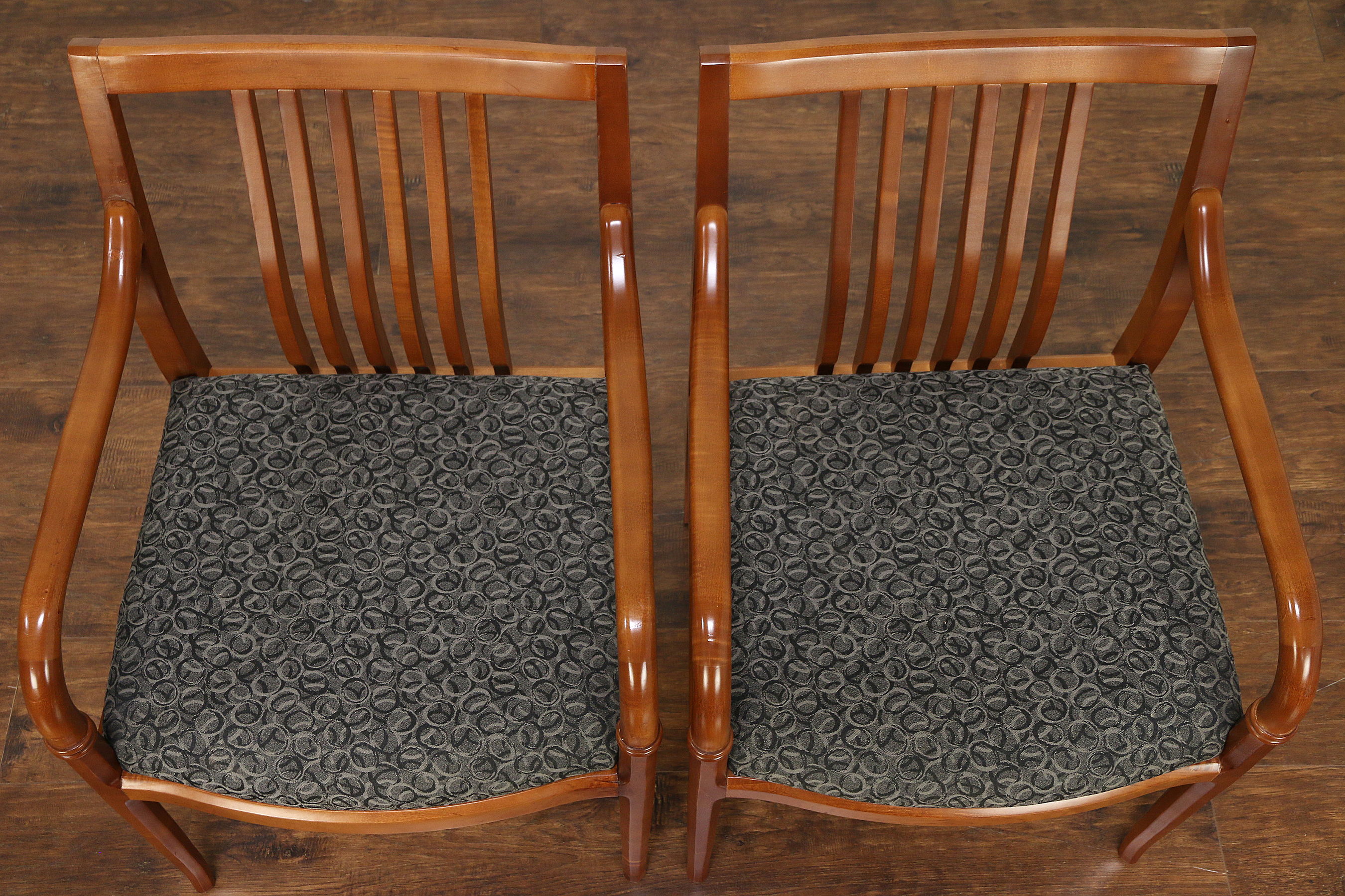 Sold Pair Of Cherry Finish Vintage Library Or Office Chairs