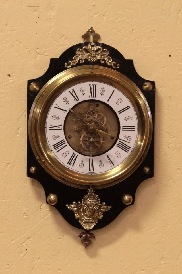 French Antique Open Movement Wall Clock