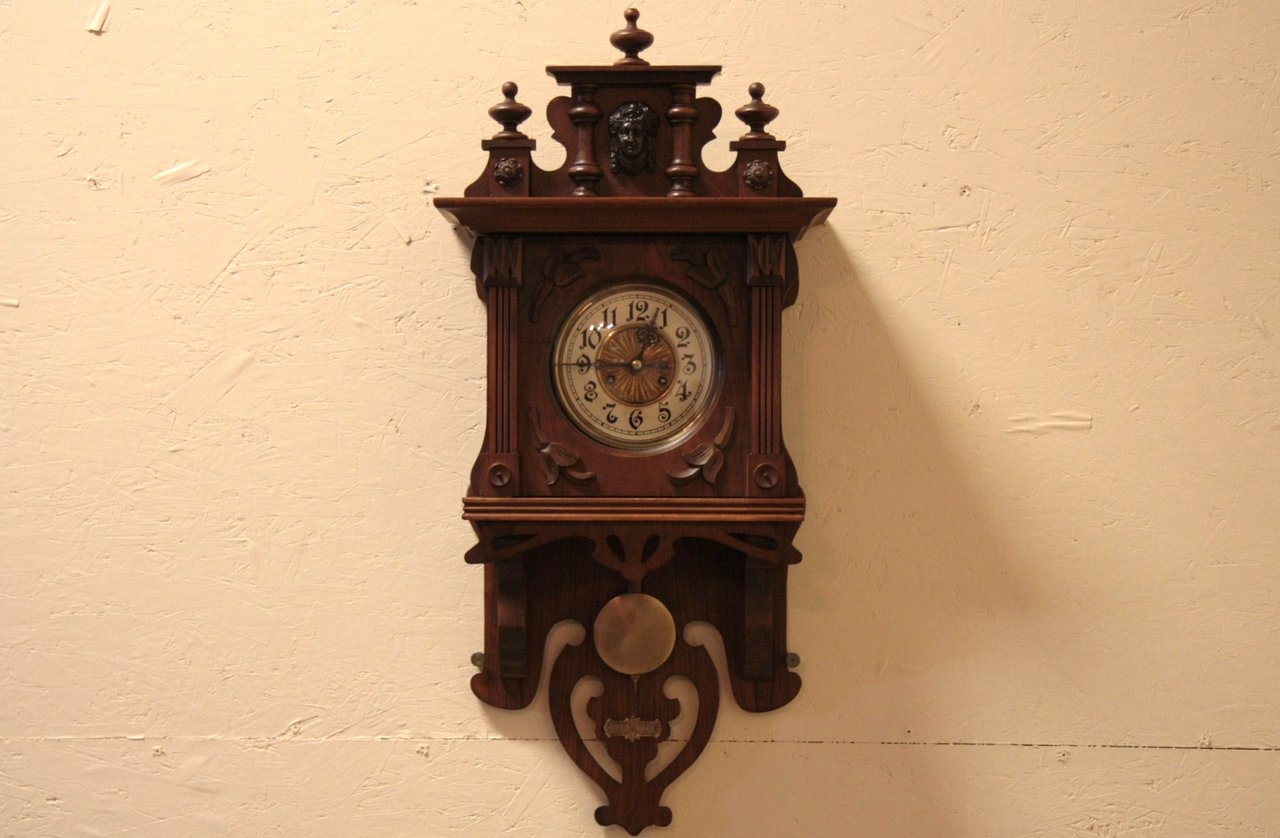 German Victorian Carved Wall Clock