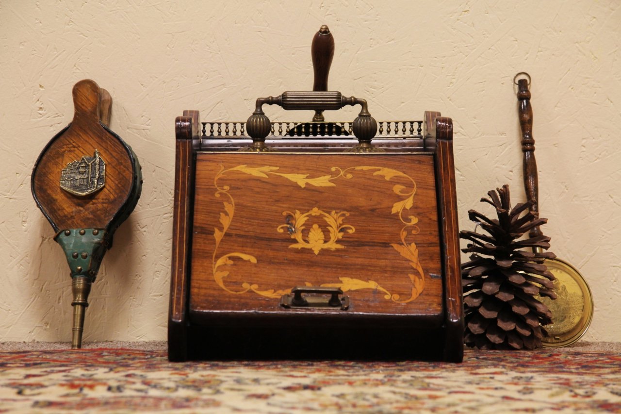 Victorian Rosewood Marquetry Fireplace Coal Hod